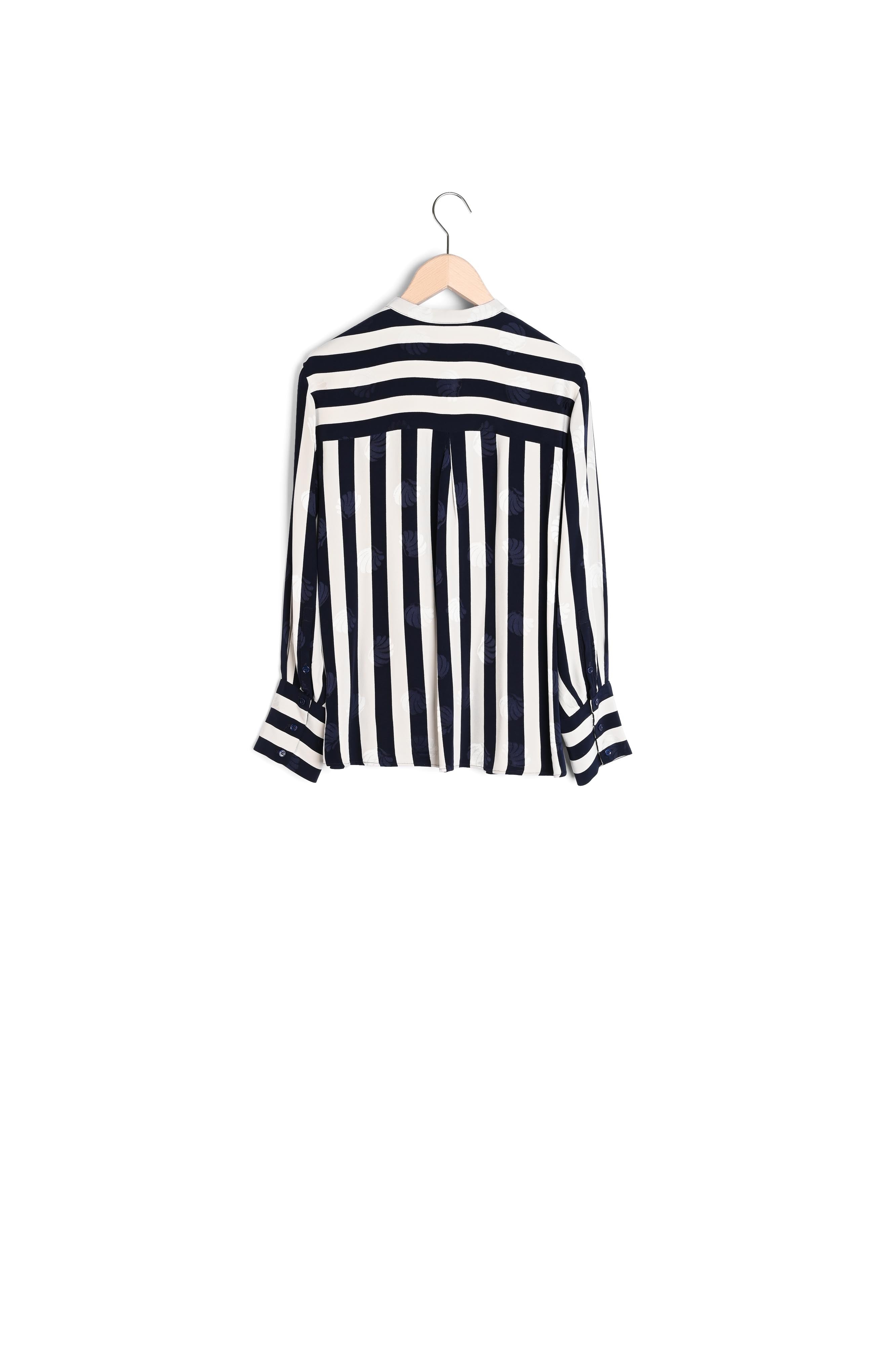 Chemise Teodora bleu marine et écrue en jacquard satiné Faume - seconde main