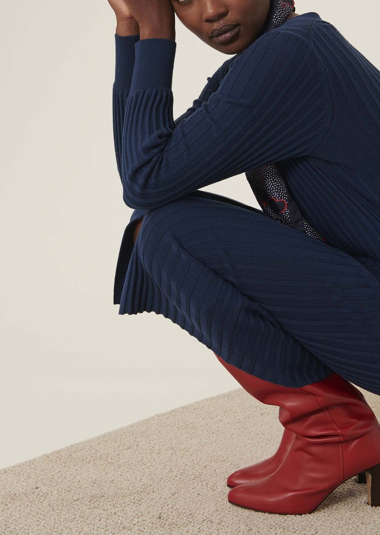 Robe Rydel bleu indigo en merinos extrafin Faume - seconde main