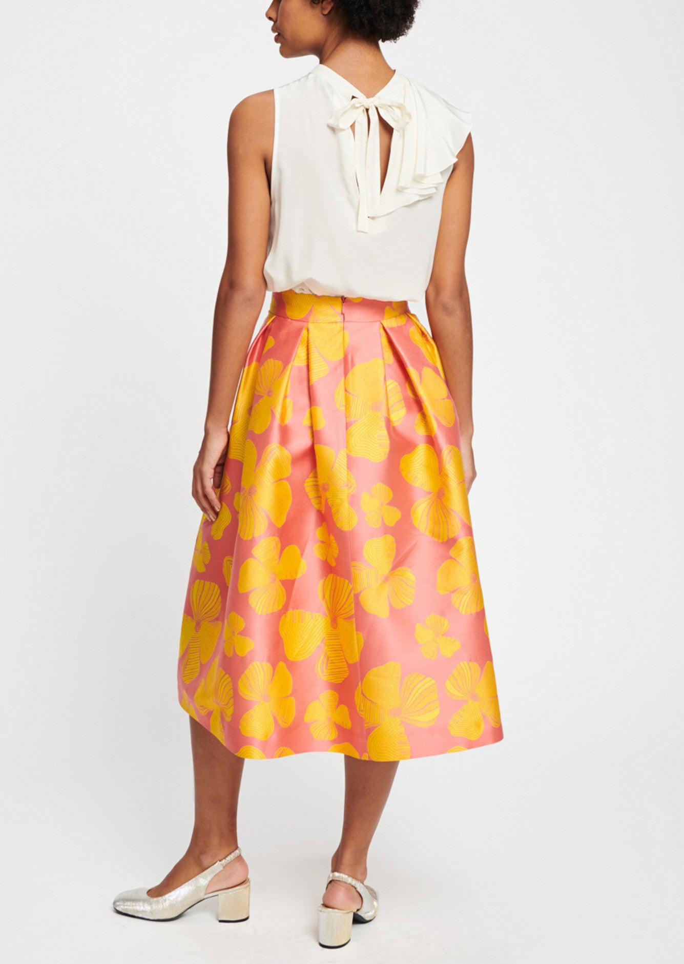 Jupe midi imprimé fleurs de Tahiti Faume - seconde main