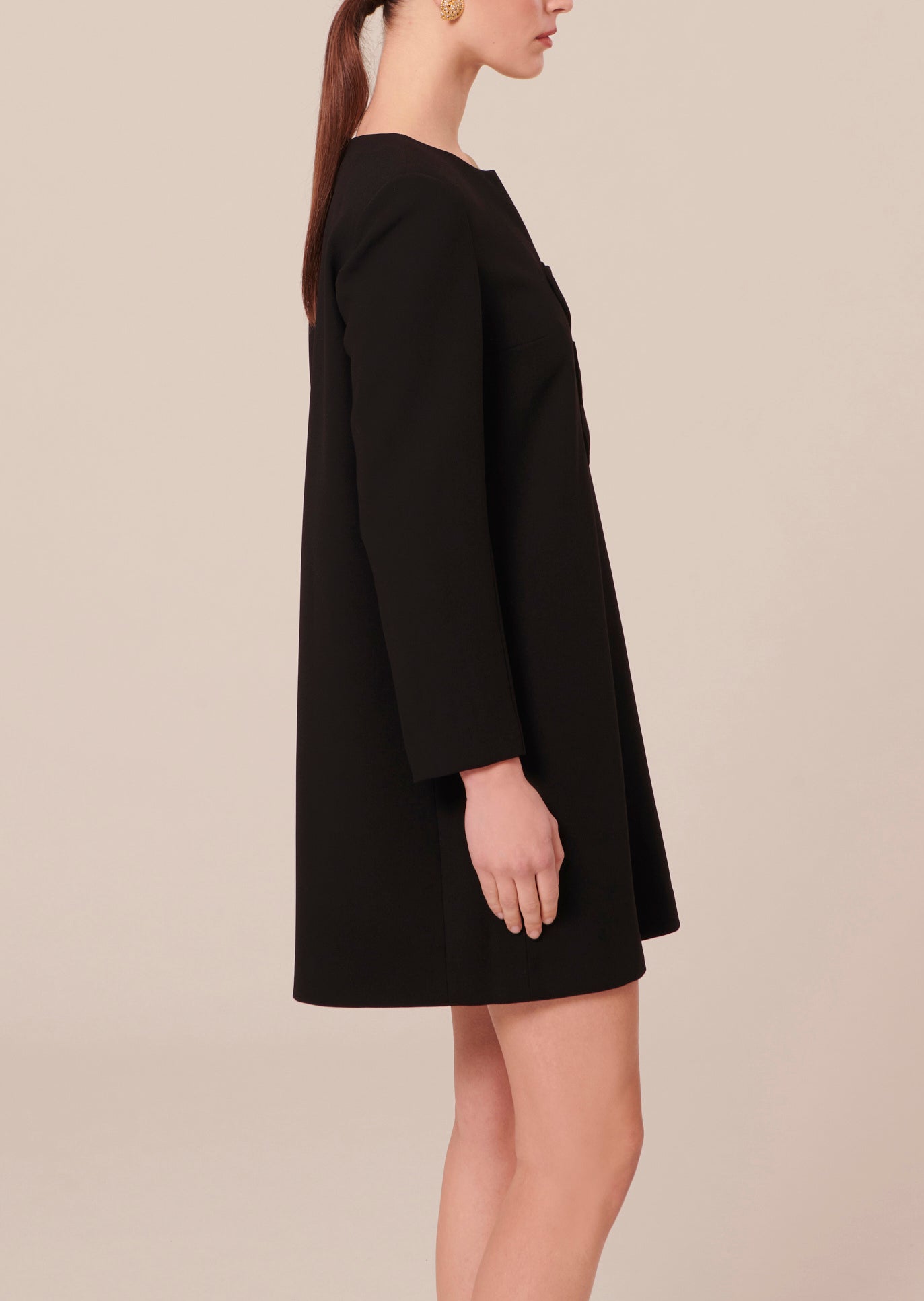 Robe Rhea noire en crêpe Faume - seconde main