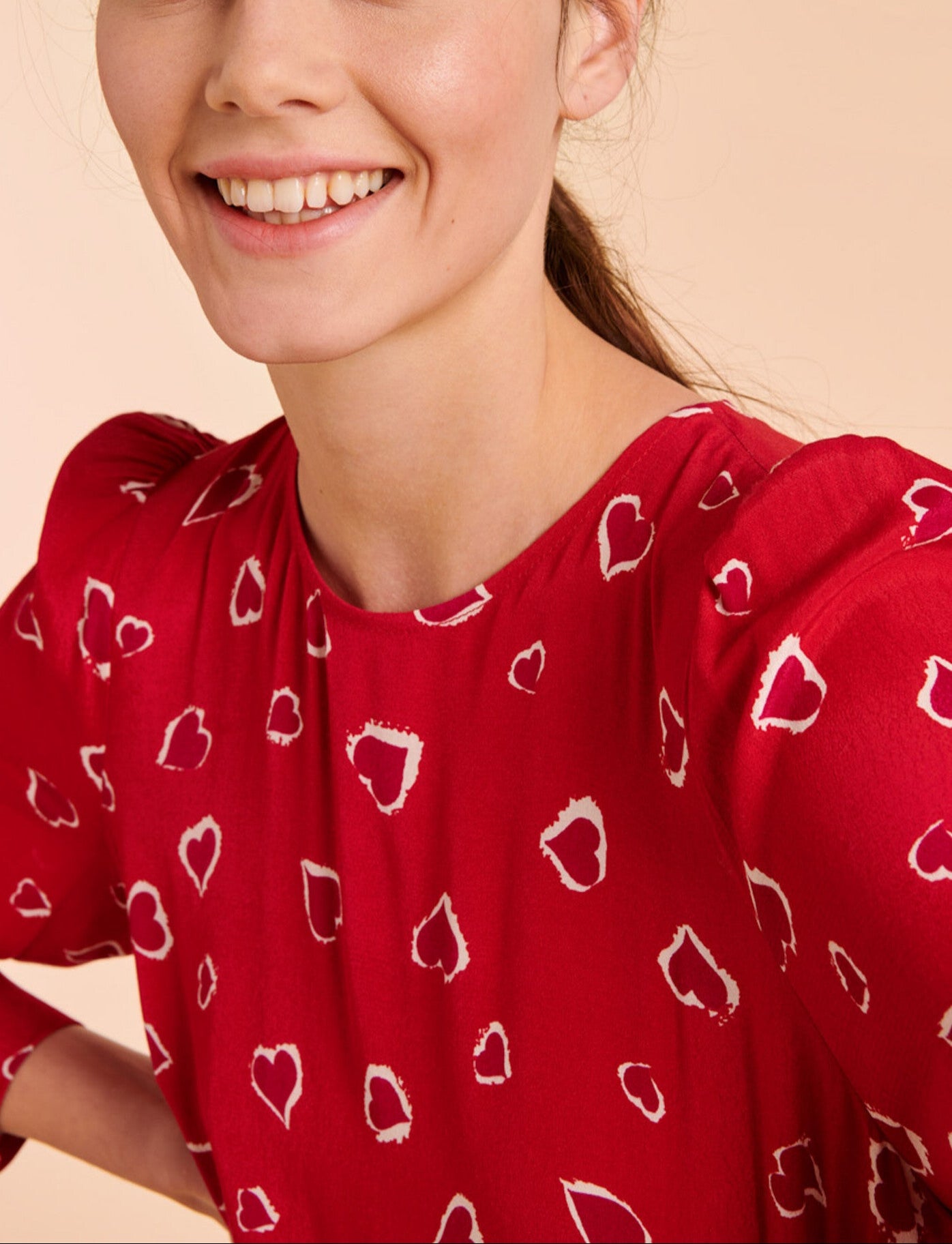 Robe Rubbia rouge imprimé coeurs léopard Faume - seconde main