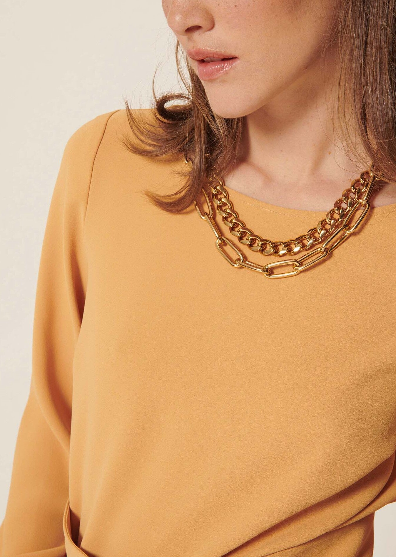 Top Tabecca beige en crêpe Faume - seconde main