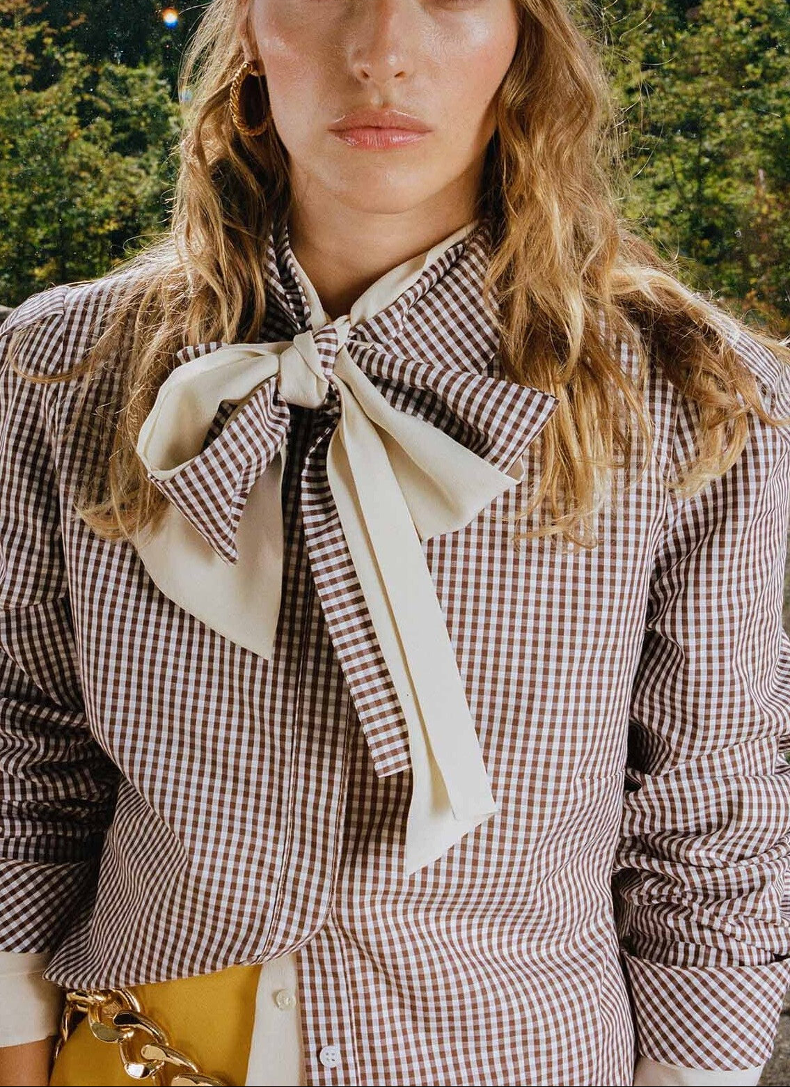 Chemise Christiane marron vichy en popeline Faume - seconde main