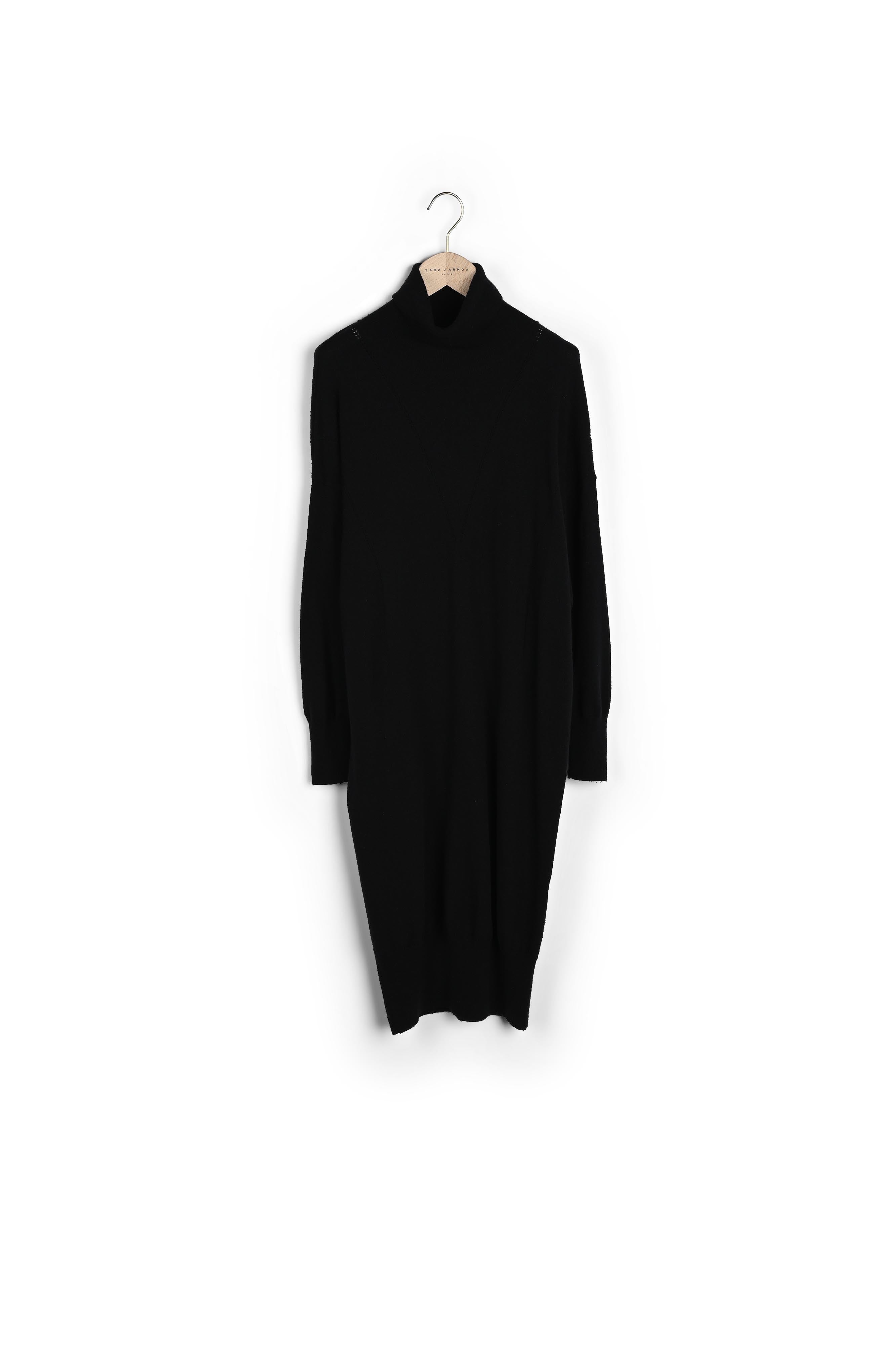 Robe pull Rybbi noire en merinos et cachemire Faume - seconde main