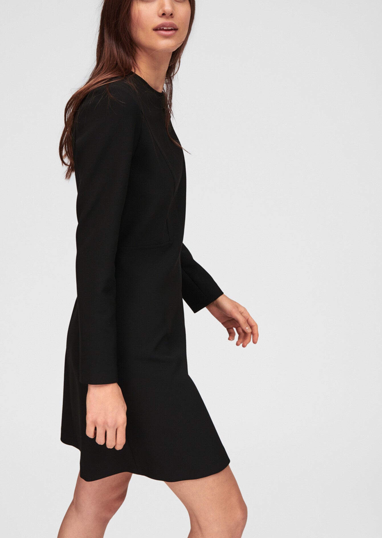 Robe mi-longue noire en toile double Faume - seconde main