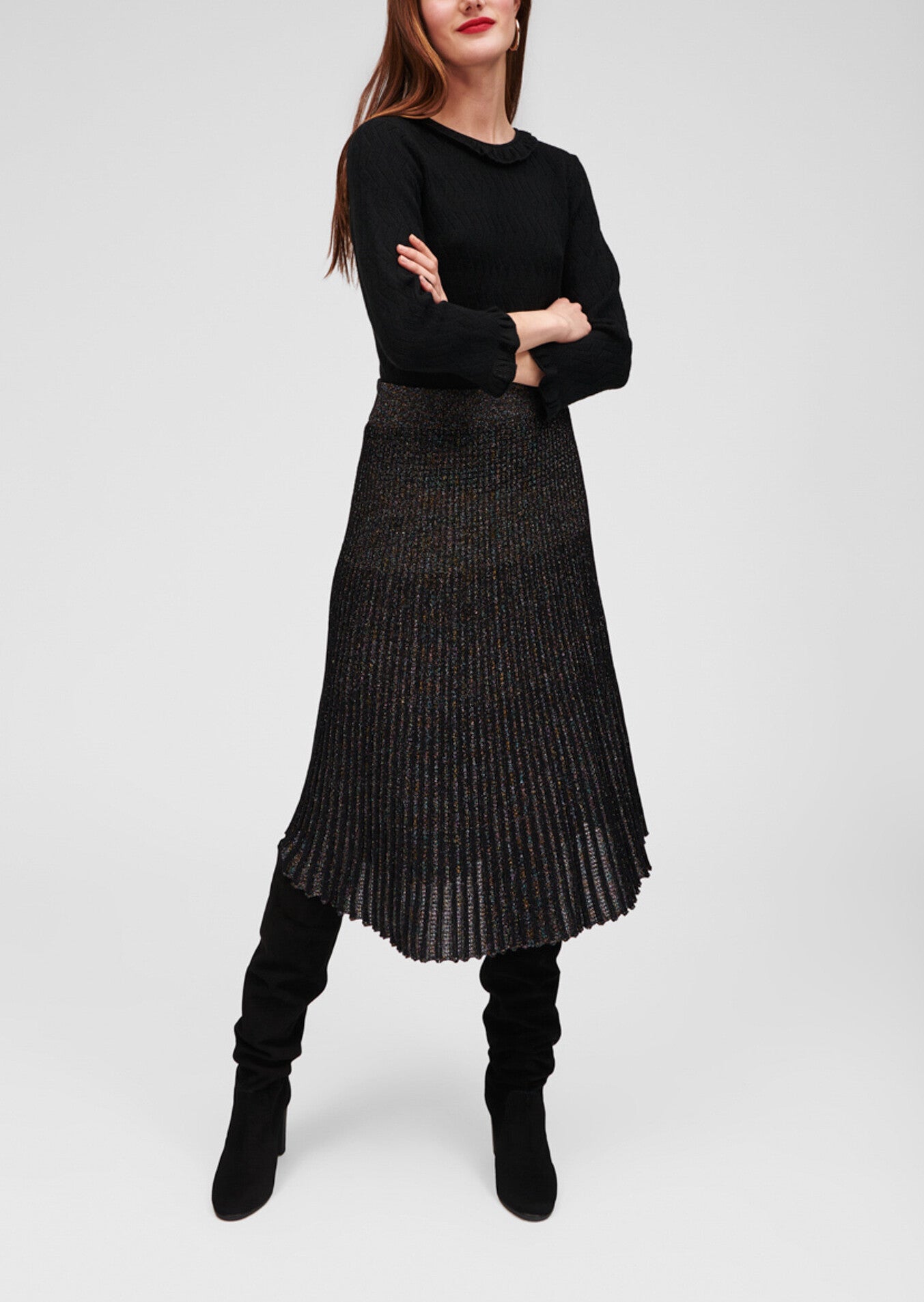 Jupe noire plissée en lurex Faume - seconde main