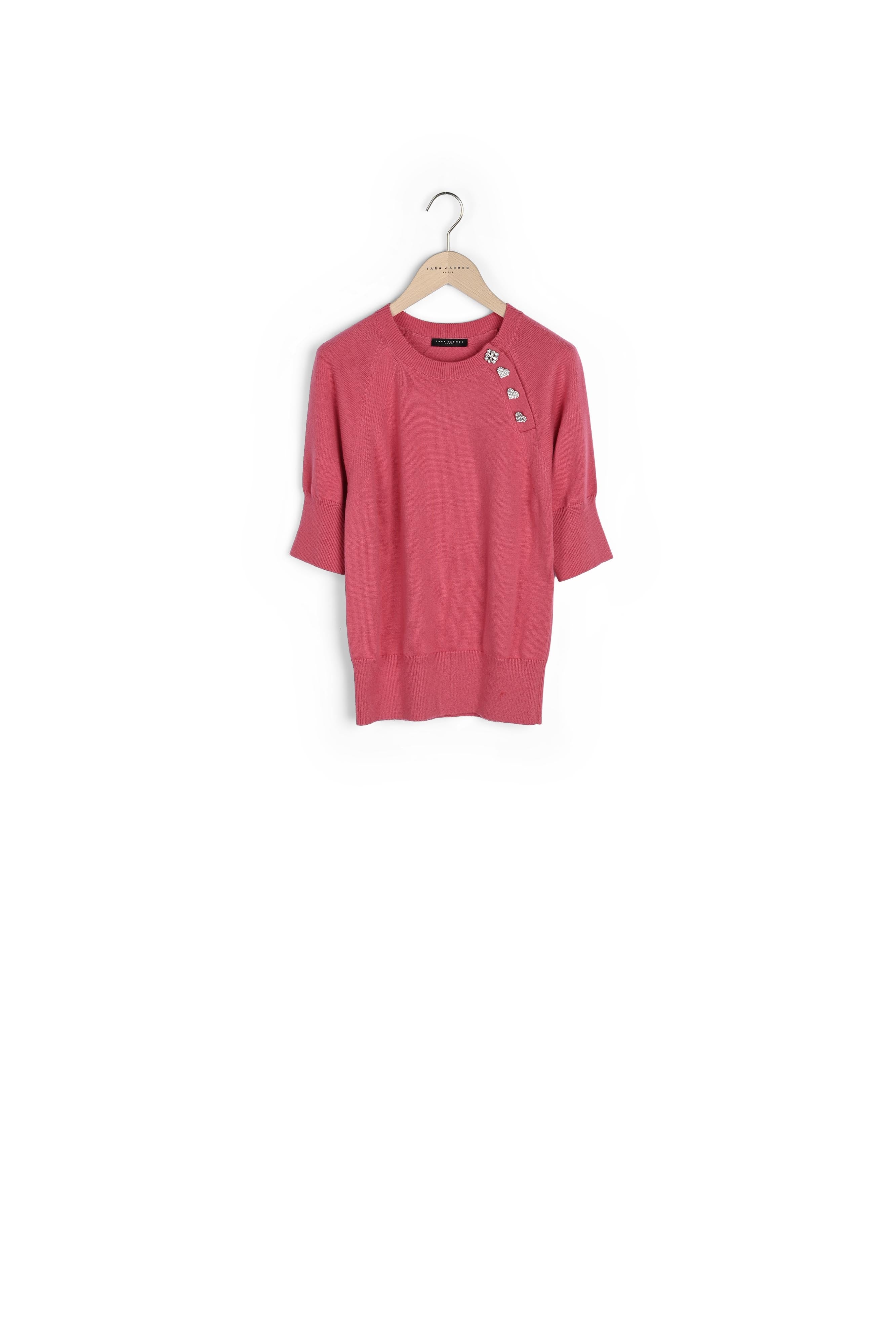 Pull Pastelle rose en laine merinos Faume - seconde main