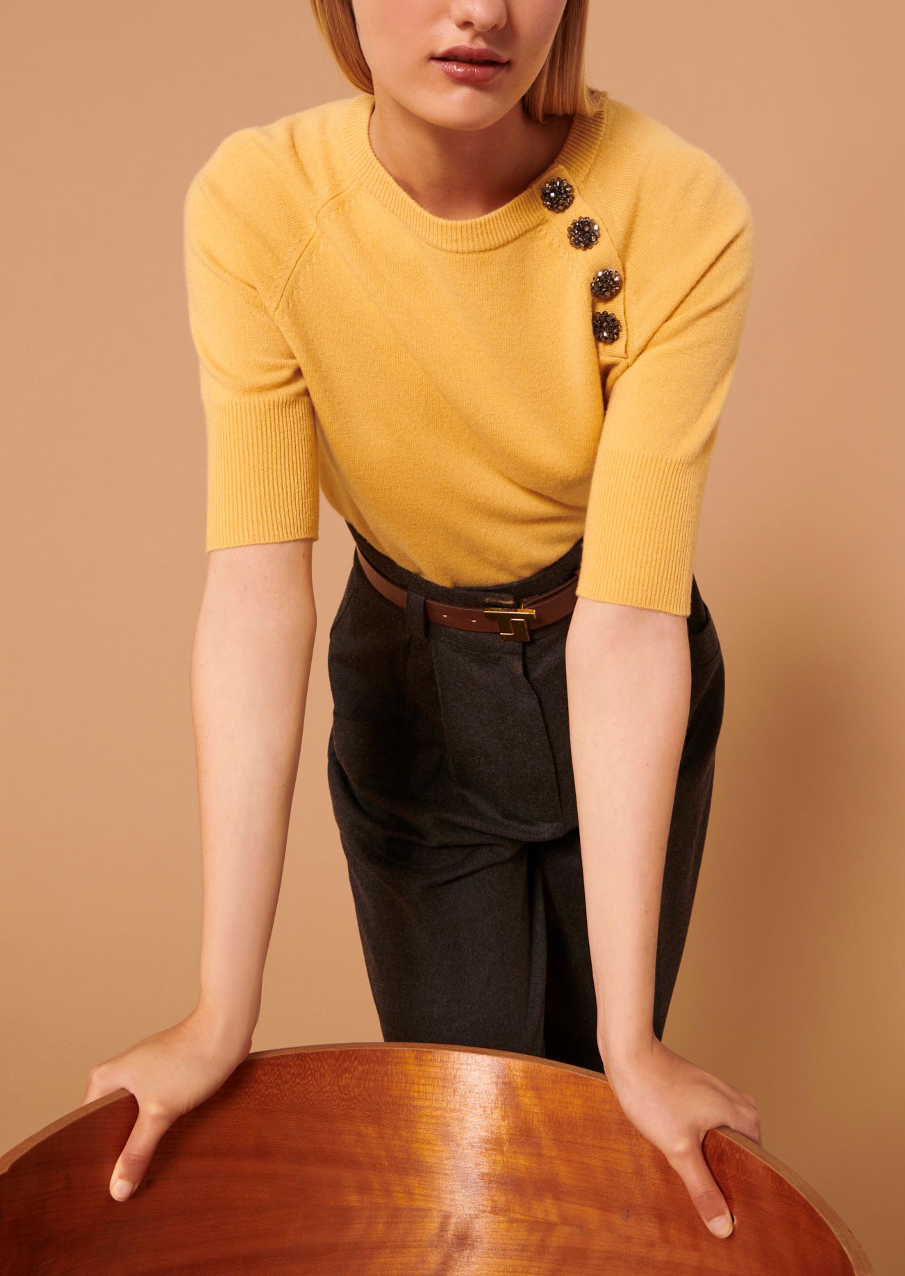 Pull Pastelle jaune en laine Faume - seconde main