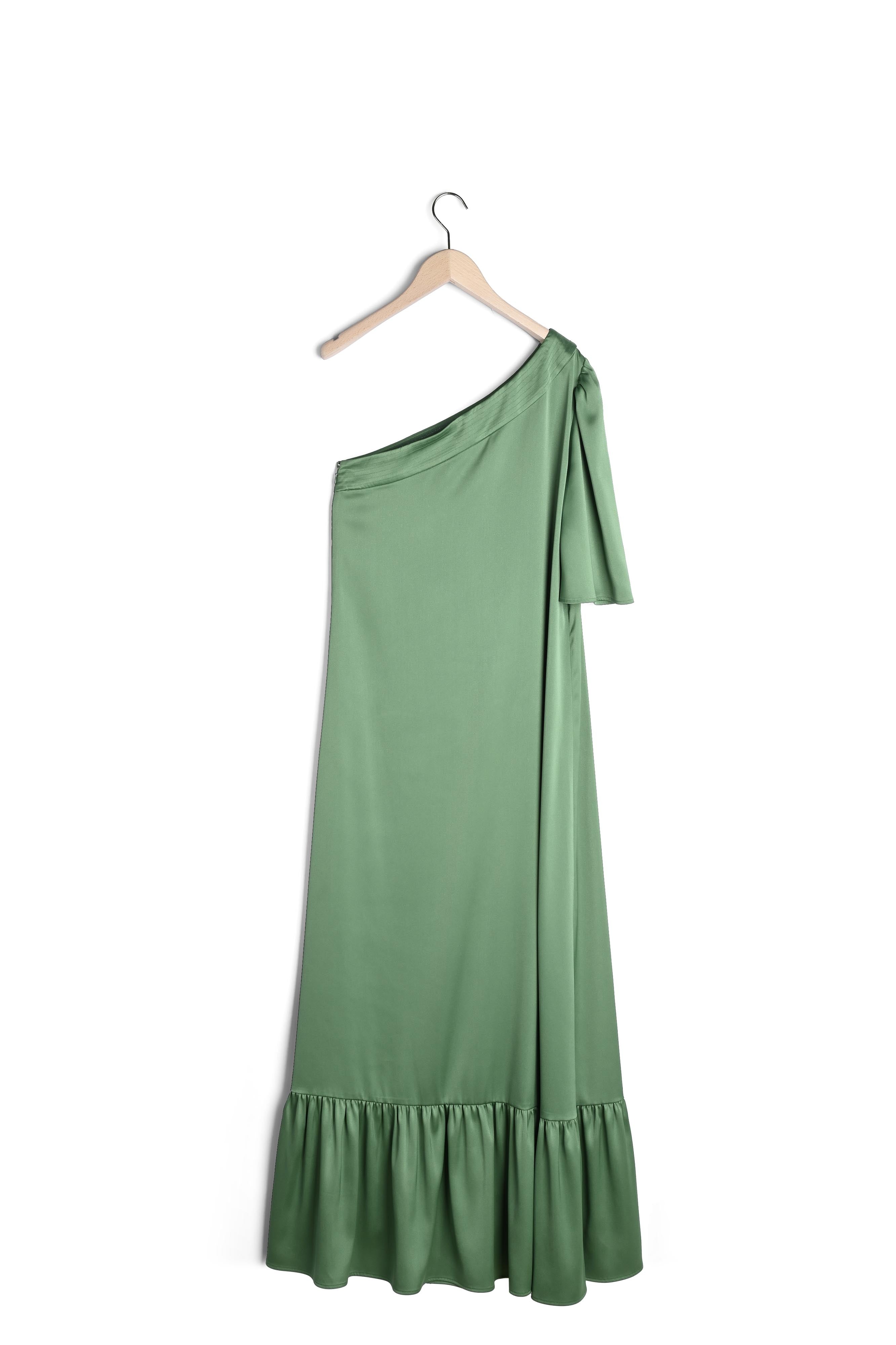 Robe Rene verte en satin Faume - seconde main