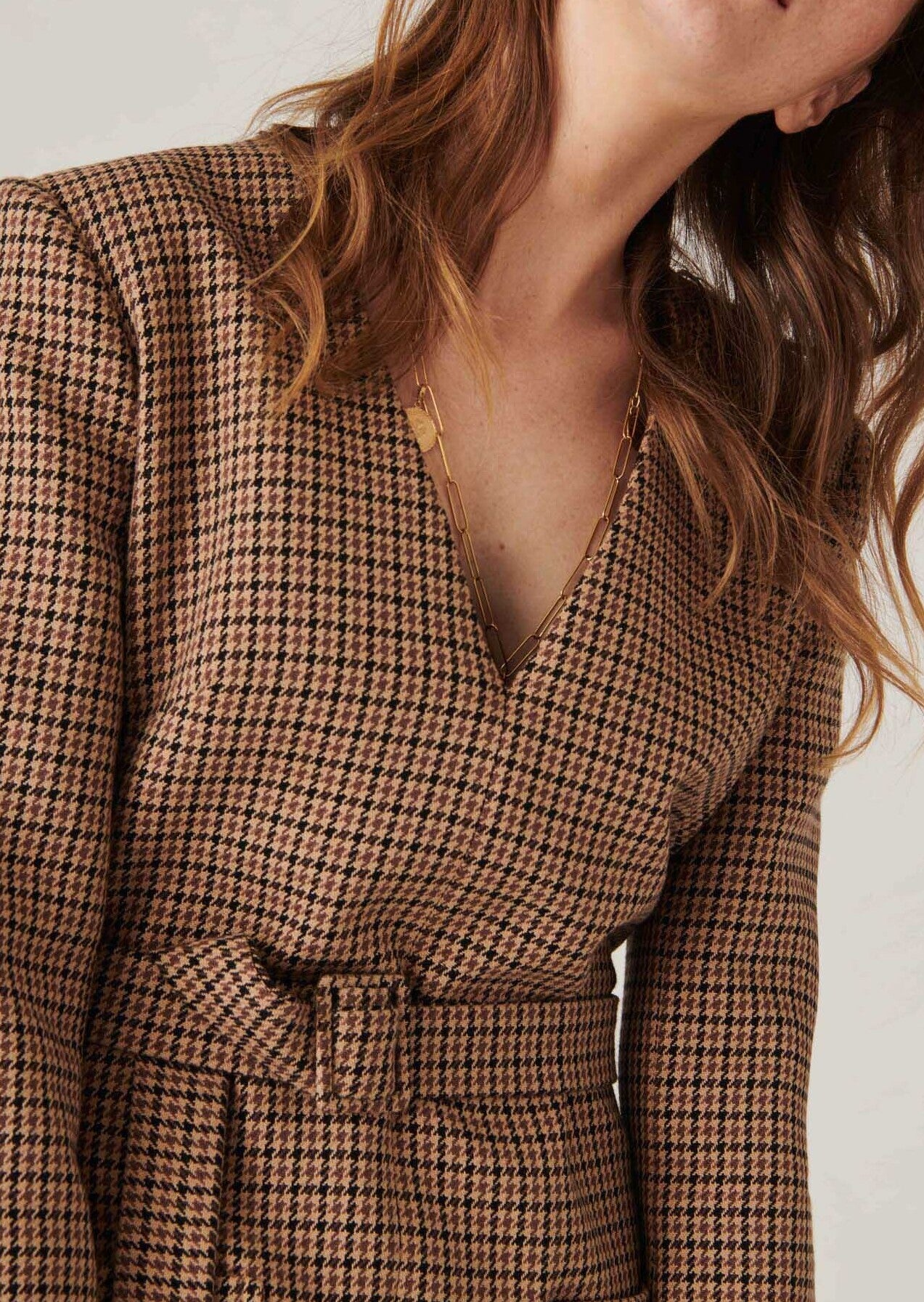 Robe Rubina en pied-de-coq sable Faume - seconde main