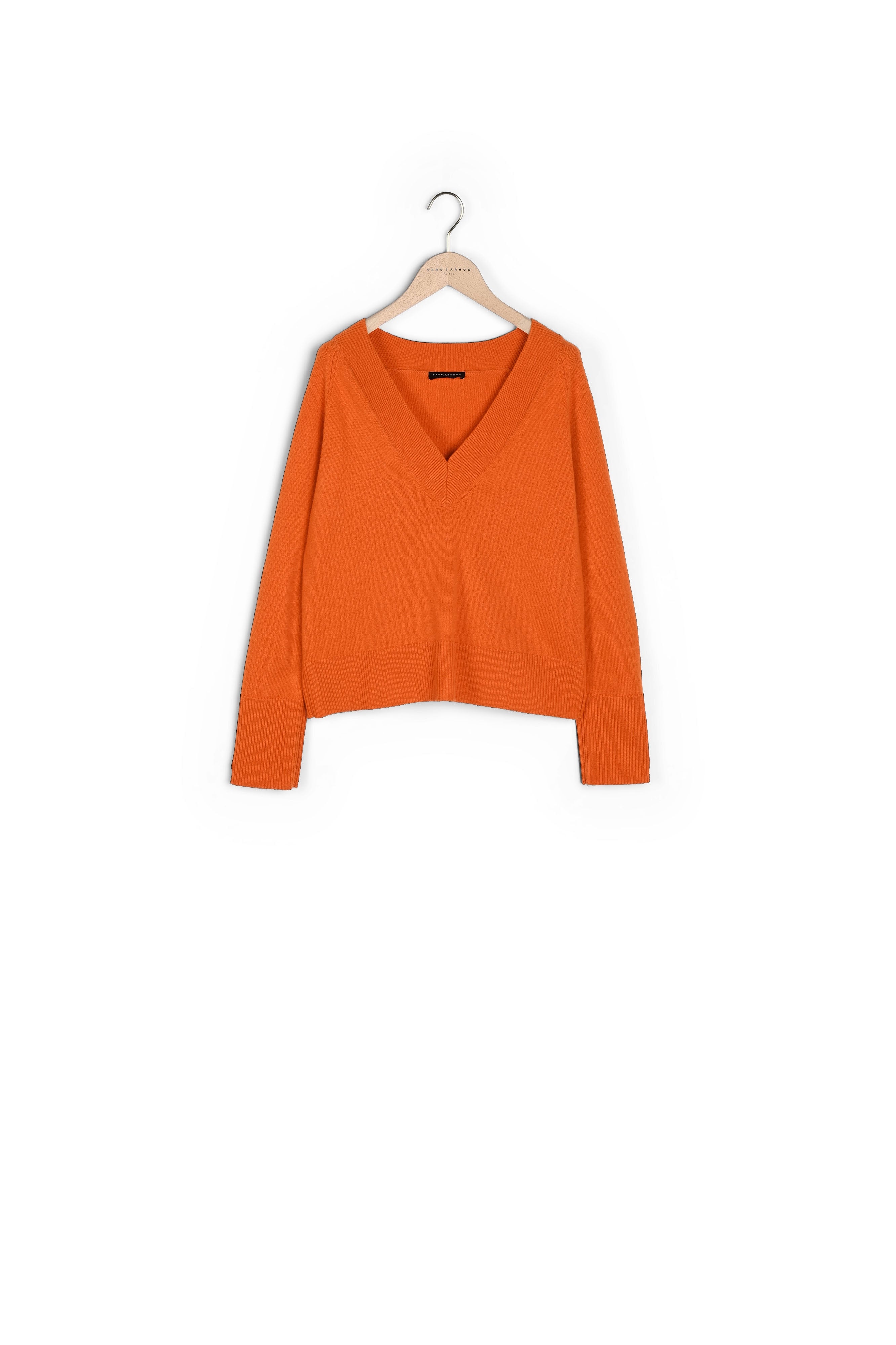 Pull Penelope orange en laine mérinos et alpaga Faume - seconde main