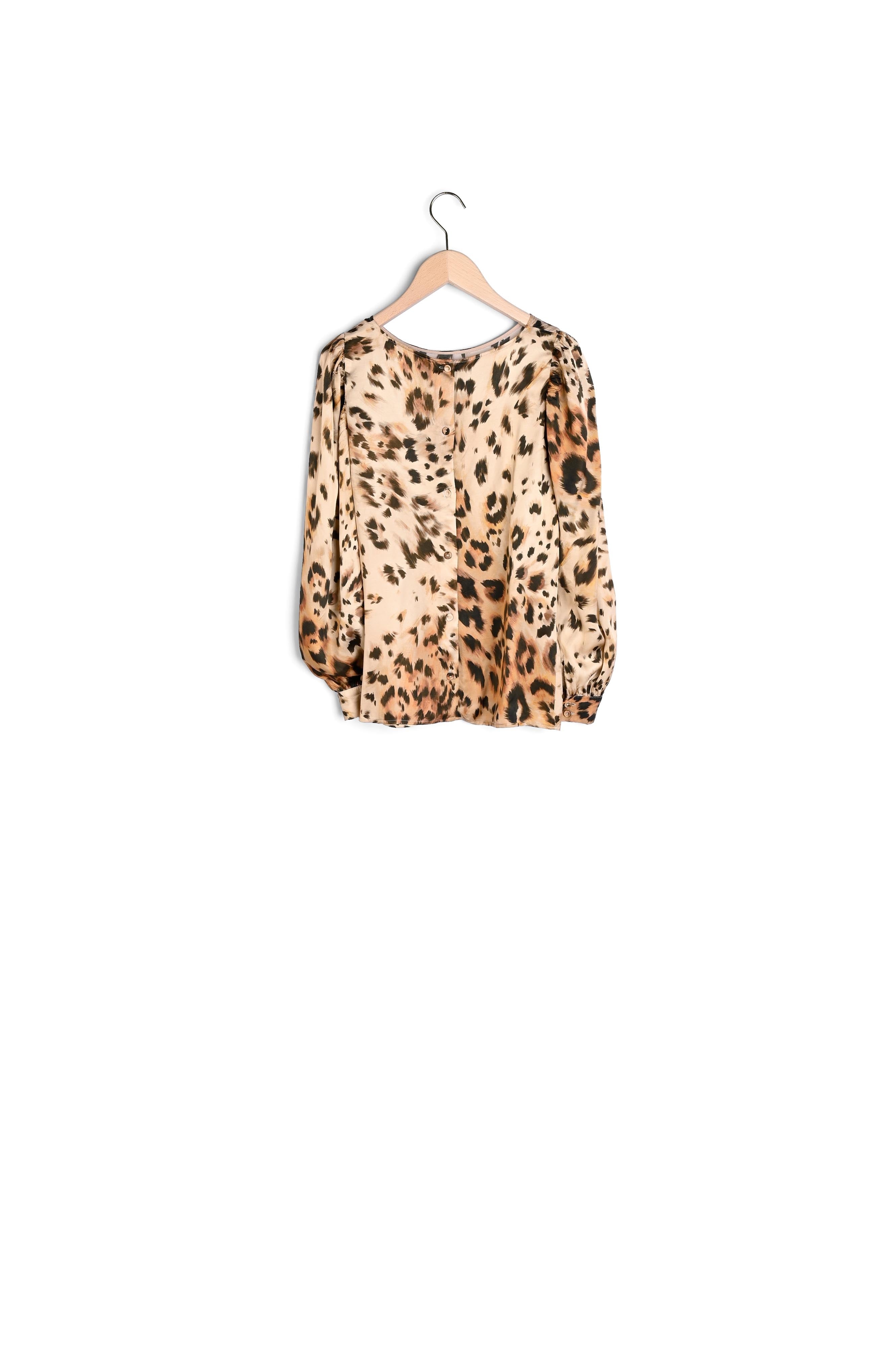 Blouse Tonina imprimé léopard sur satin viscose Faume - seconde main