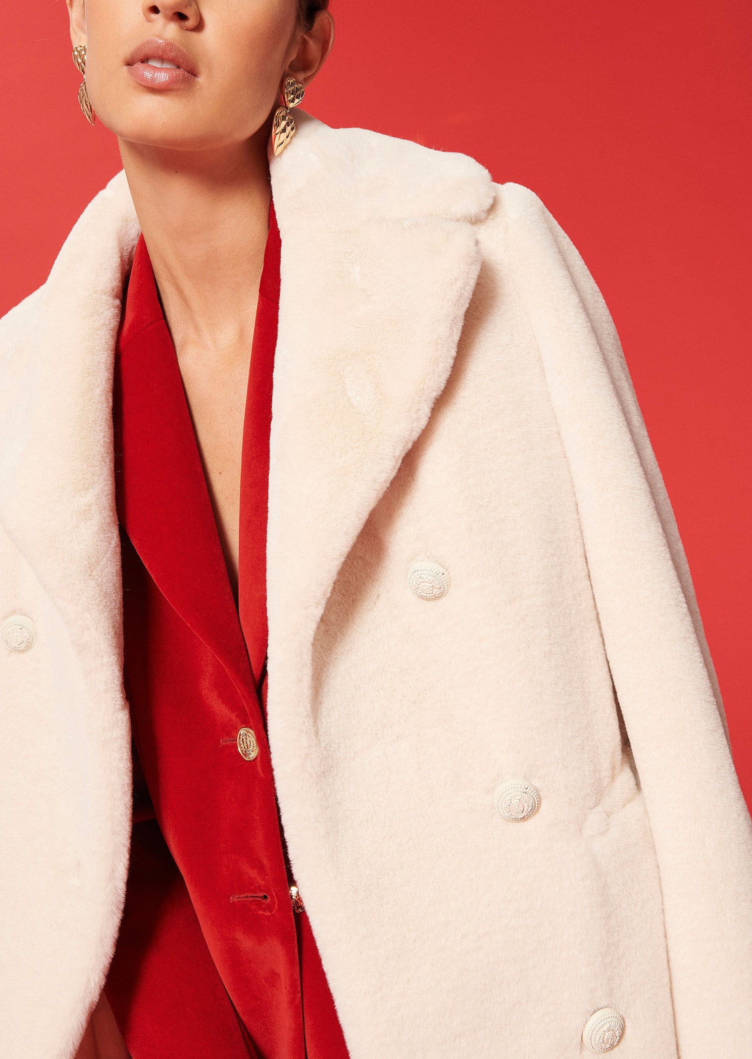 Manteau Melie écru en fausse fourrure Faume - seconde main