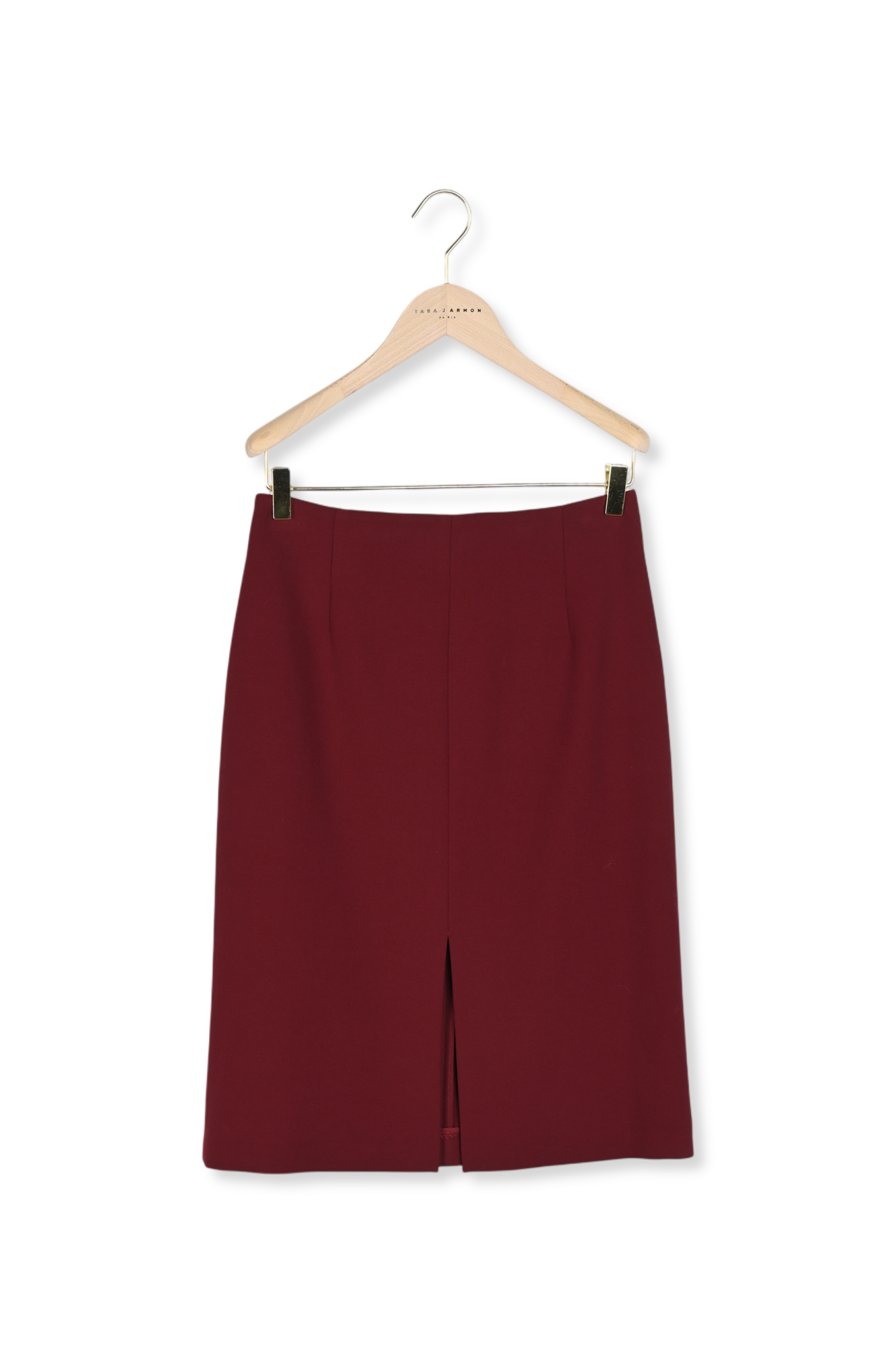 Jupe bordeaux mi-longue en toile gabardine Faume - seconde main