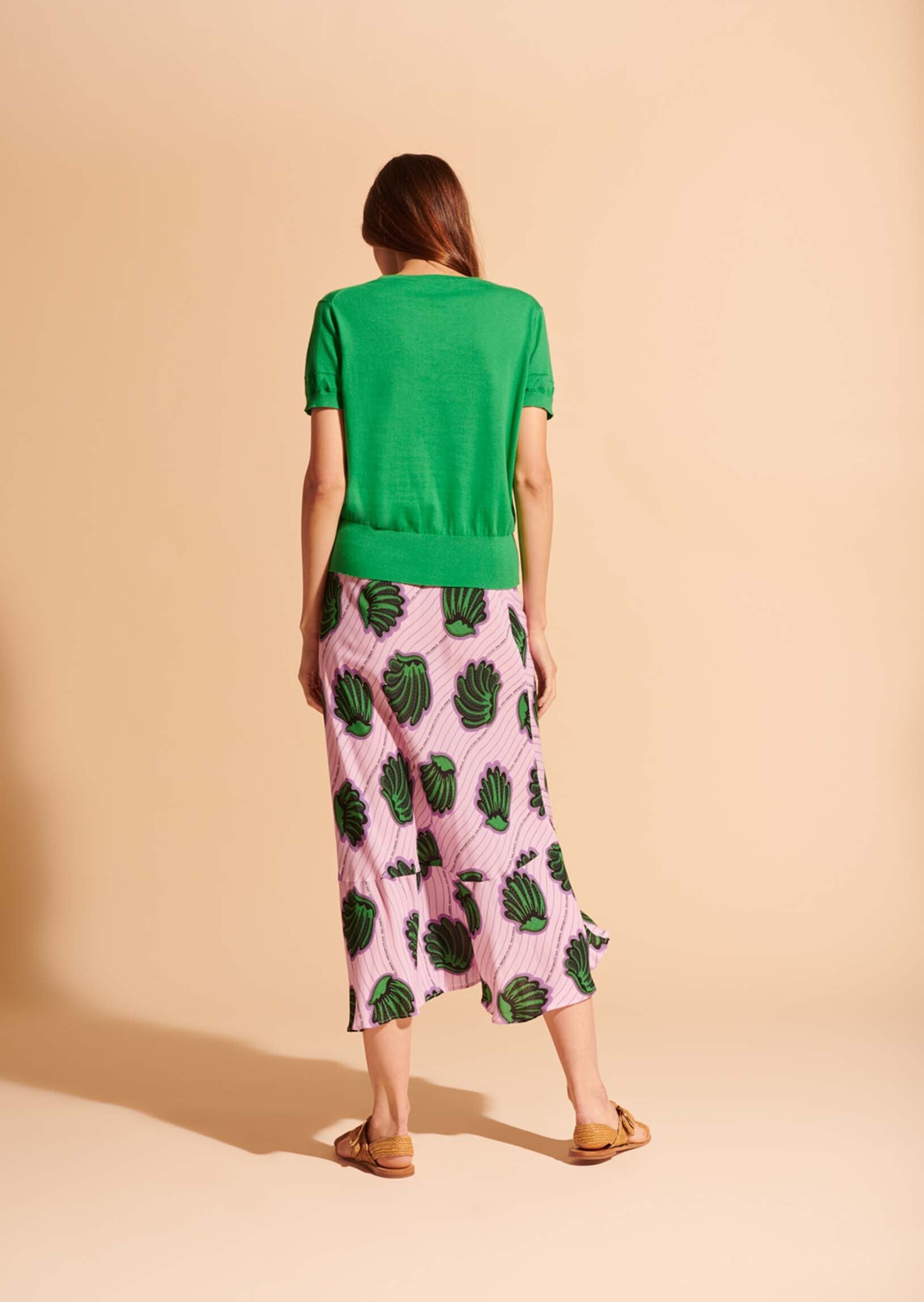 Jupe Jen en viscose parme imprimé de coquillages Faume - seconde main