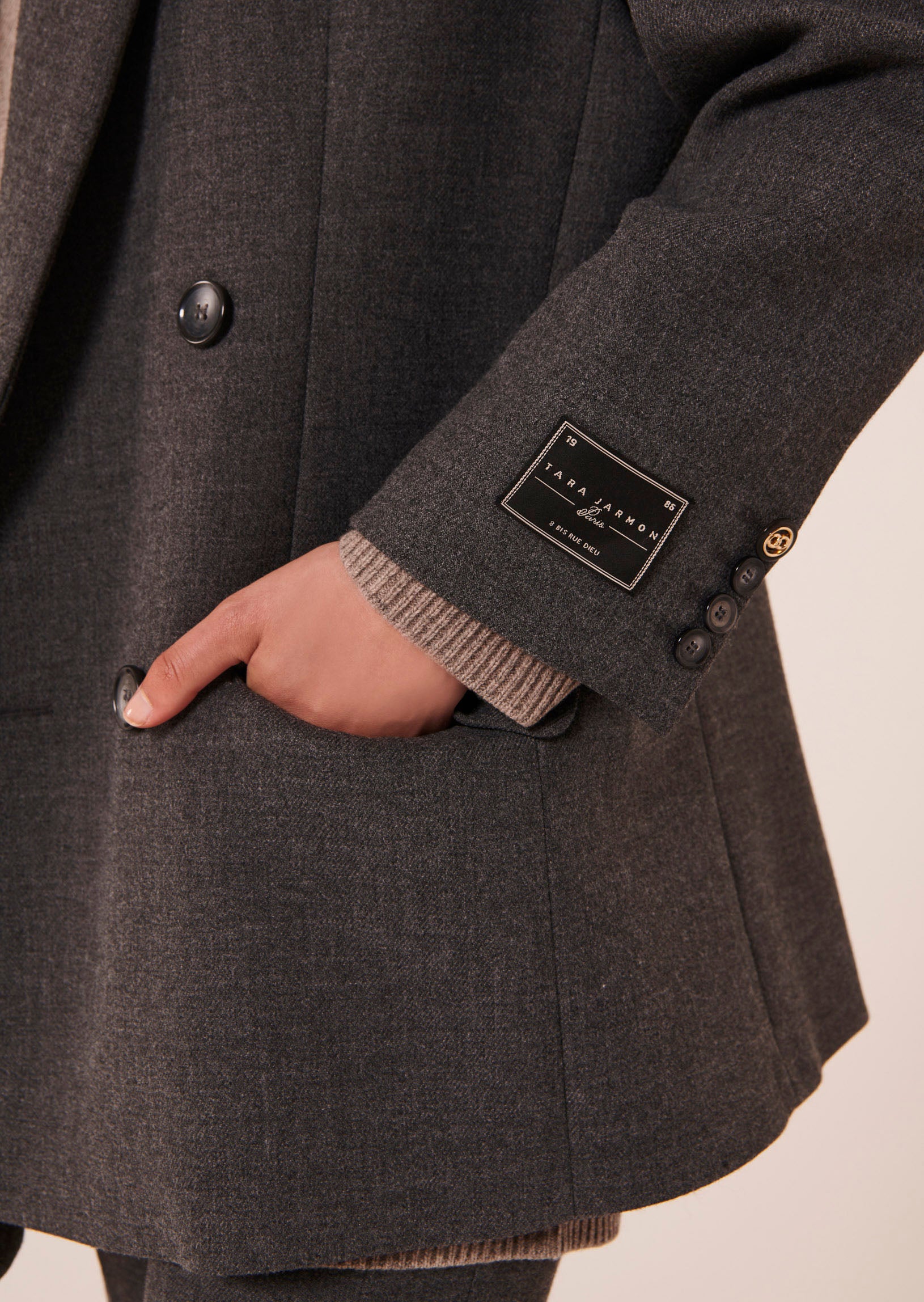 Veste Vlad grise en toile tailleur Faume - seconde main