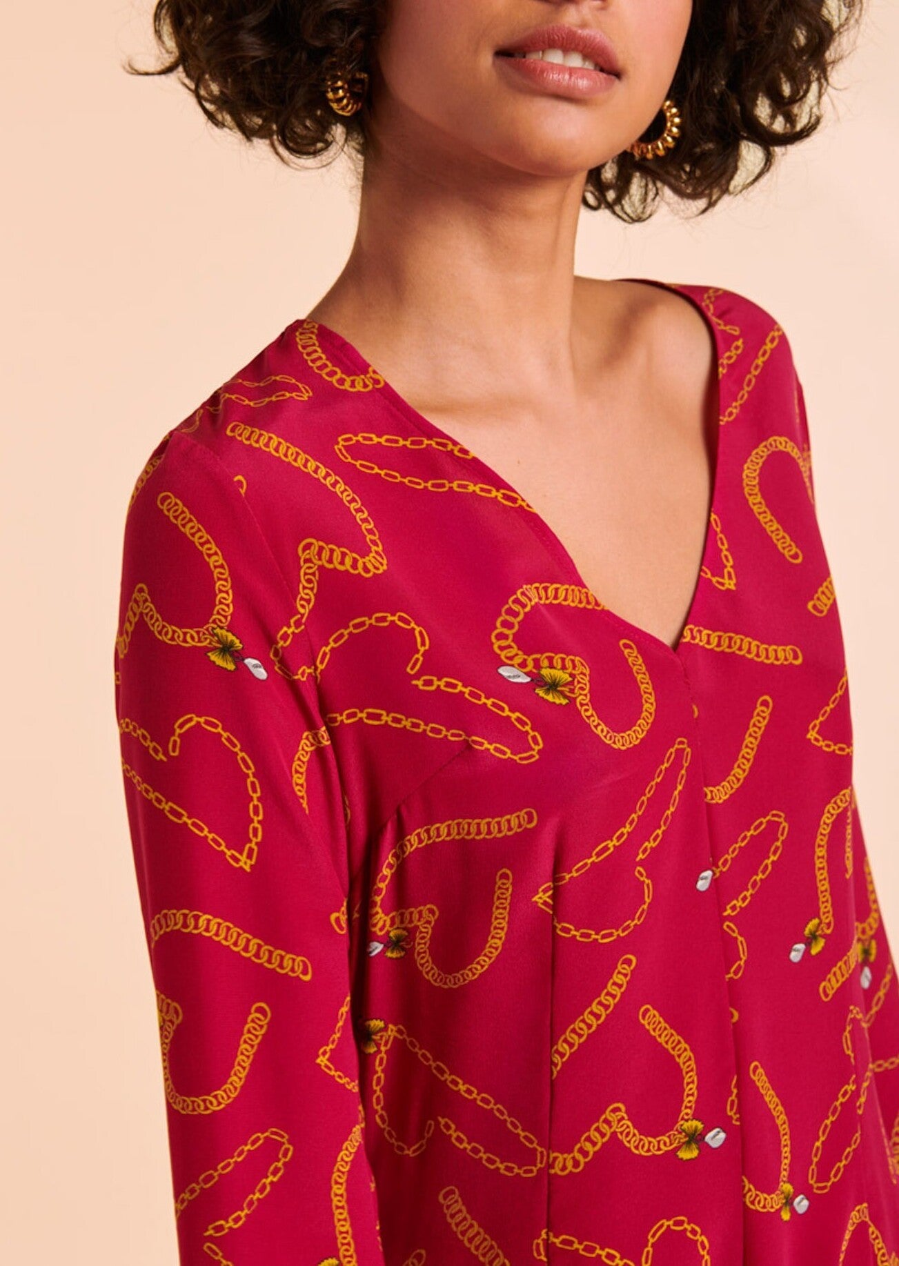 Robe Romanie en soie imprimé chaînes et coeurs Faume - seconde main