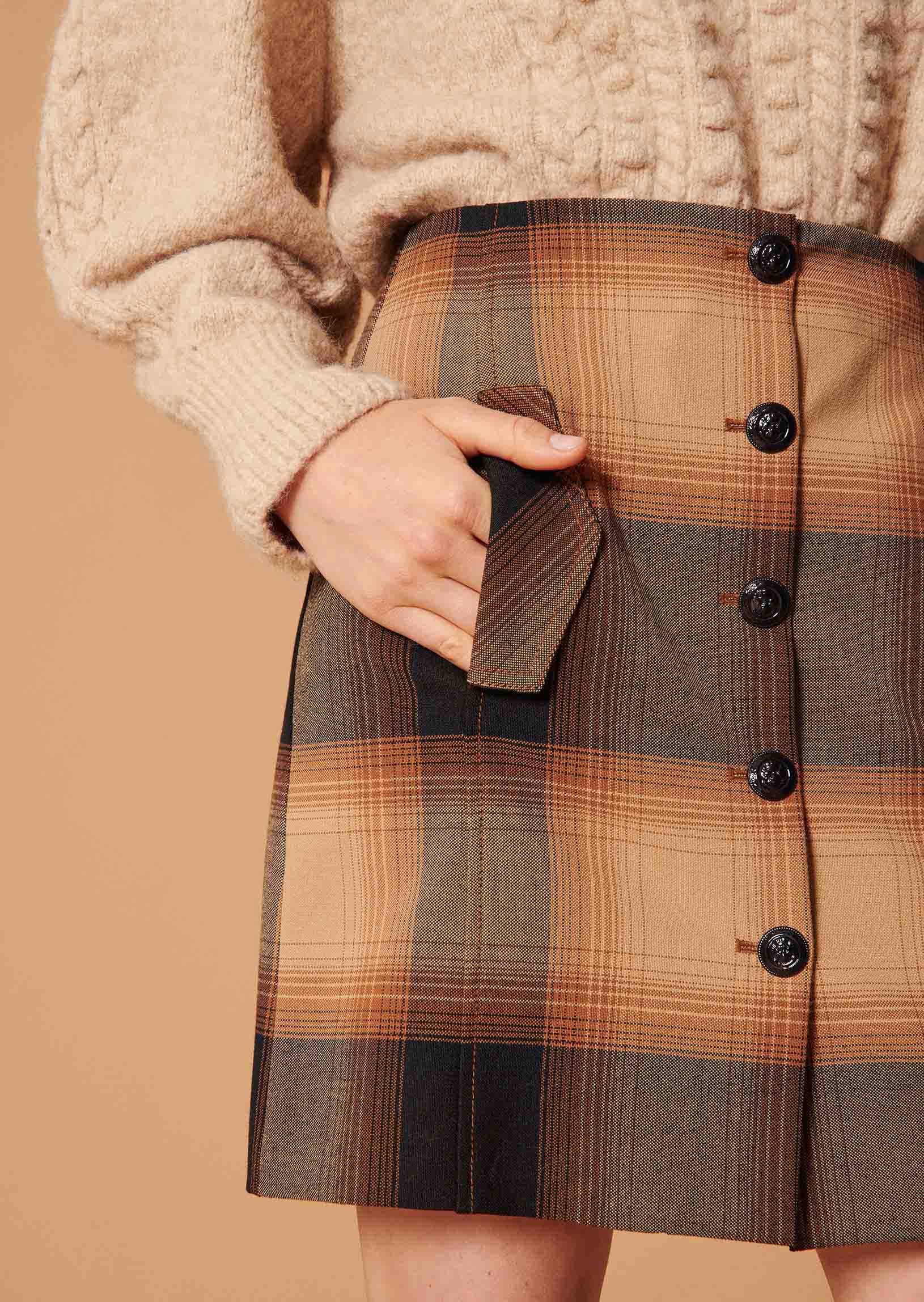 Jupe Jacomina marron en tartan Faume - seconde main