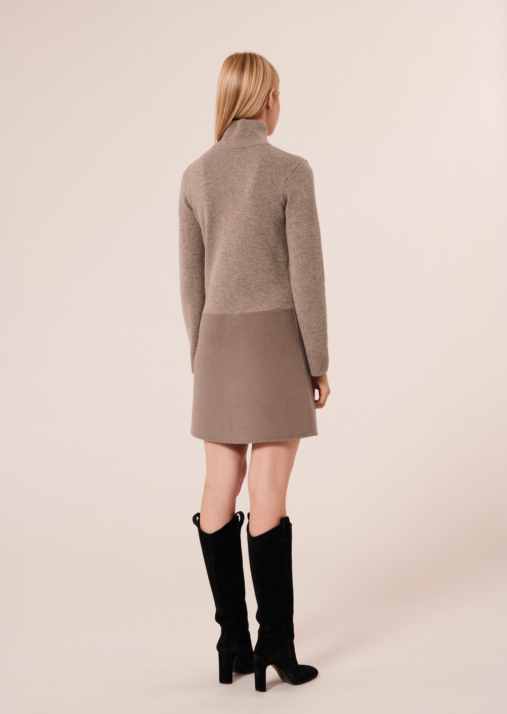 Robe Roussette beige en laine merinos et alpaga Faume - seconde main