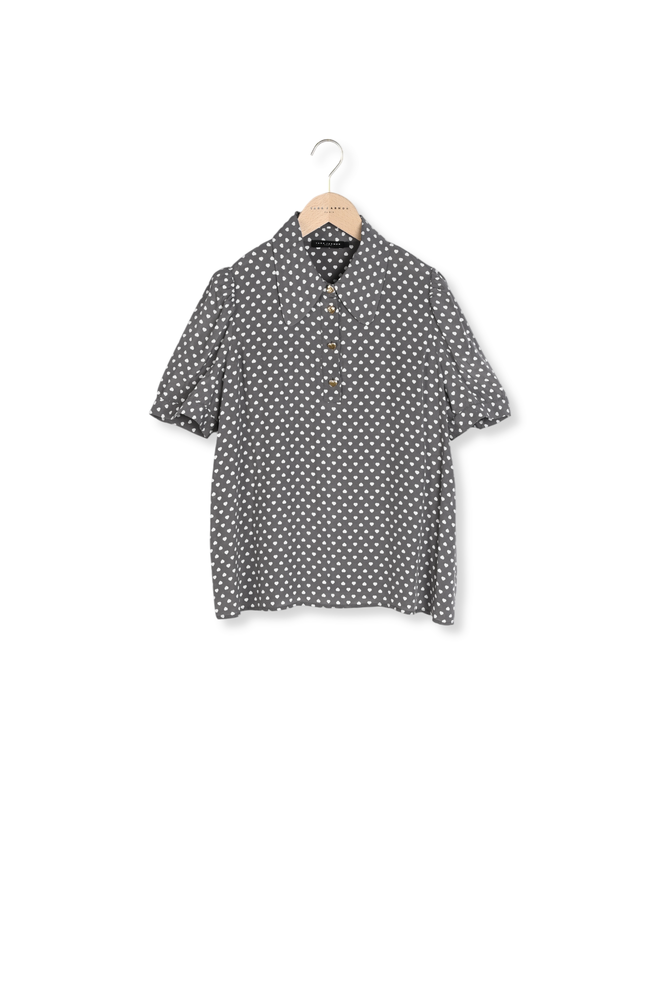 Top gris imprimé mini coeurs Tonino Faume - seconde main