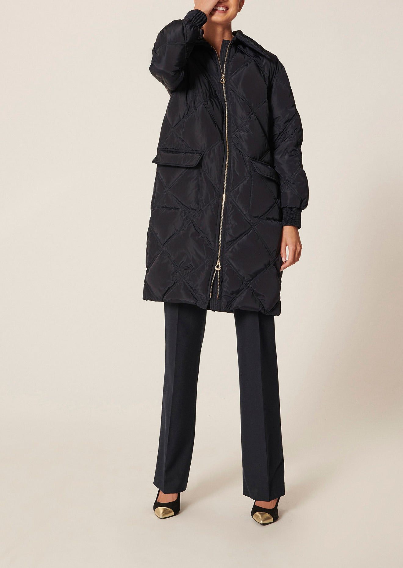 Doudoune longue Dominique bleu nuit matelassée Faume - seconde main