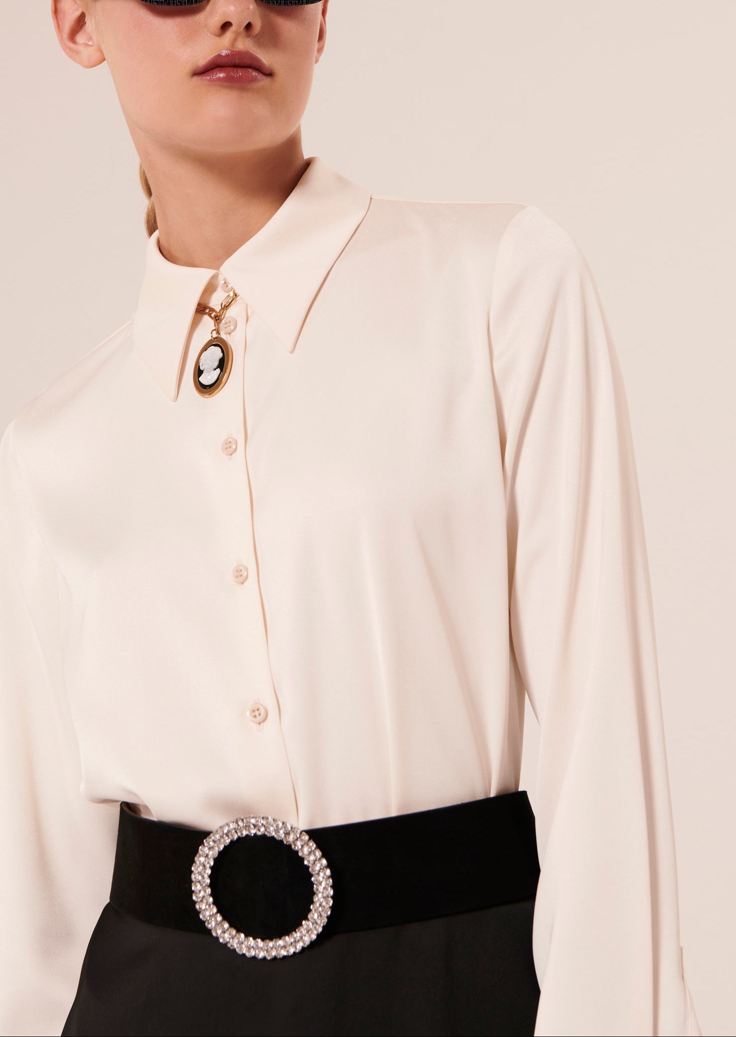 Chemise Cynthia écrue en satin fluide Faume - seconde main