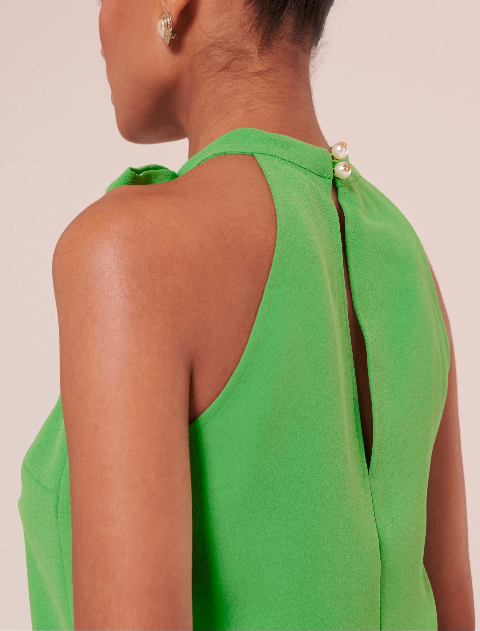 Top Tierri vert en crêpe Faume - seconde main