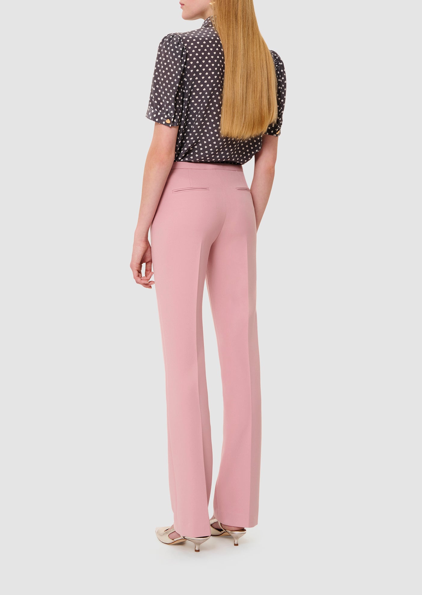 Pantalon rose en toile double Papillon Faume - seconde main