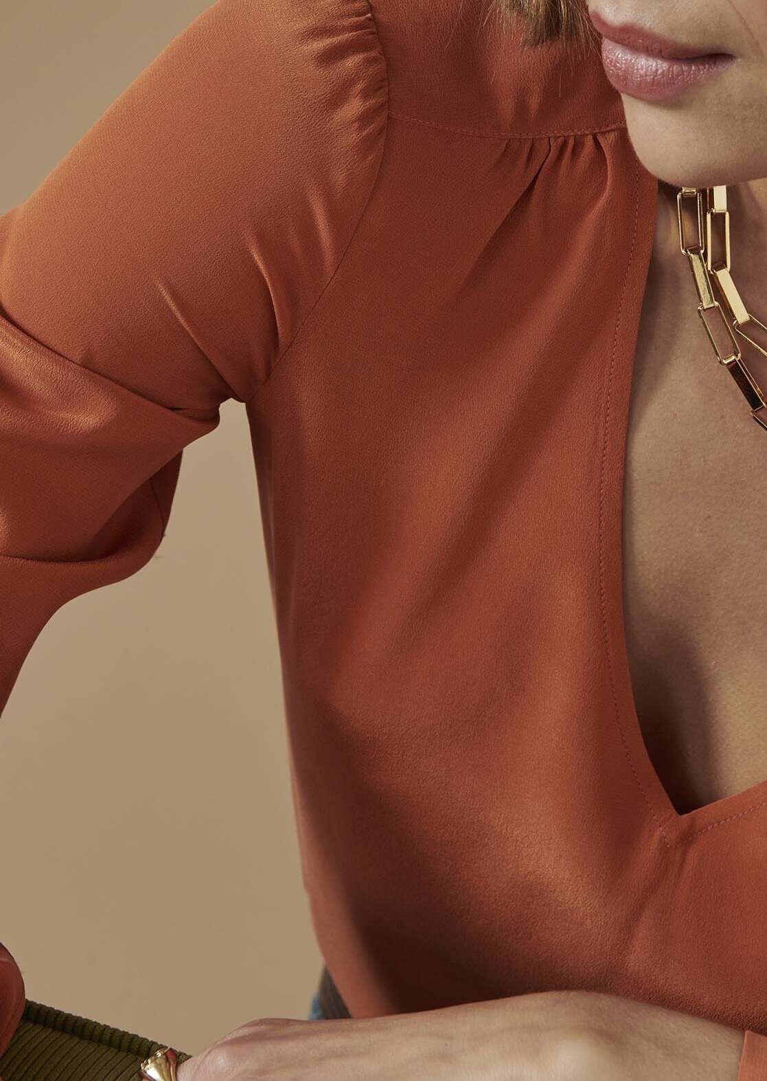 Blouse Tabene brique en crêpe de chine Faume - seconde main