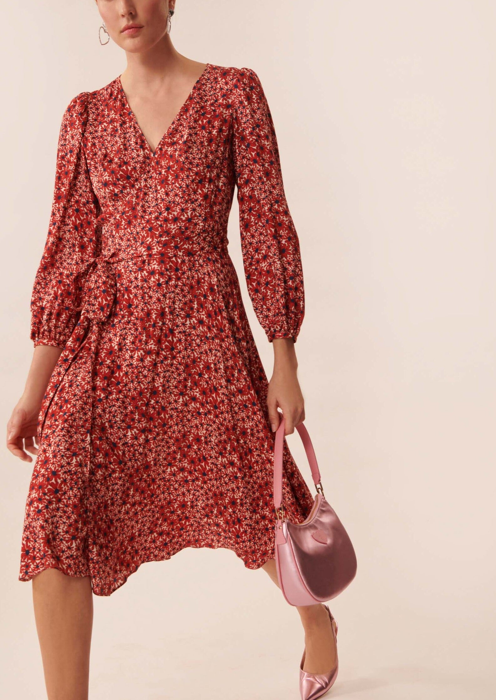 Robe Raphael rouge imprimé petites fleurs Faume - seconde main