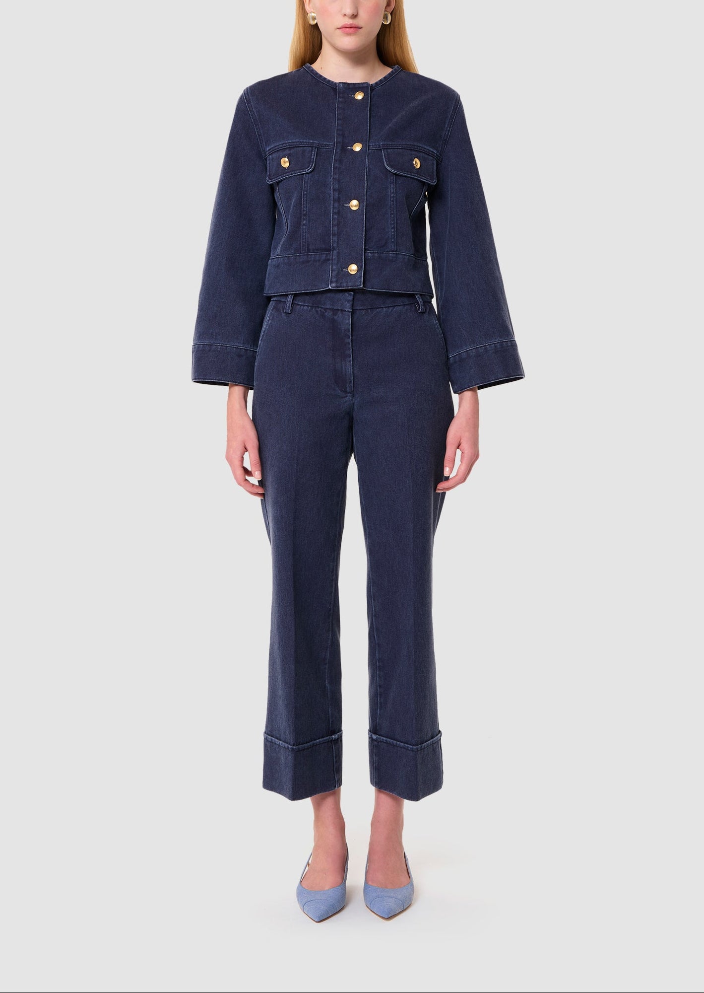 Pantalon bleu foncé en denim Pierre Faume - seconde main