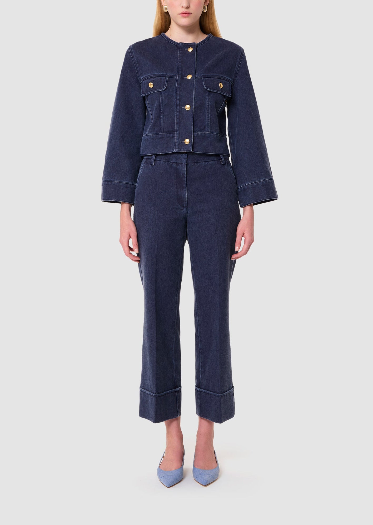 Pantalon bleu foncé en denim Pierre Faume - seconde main