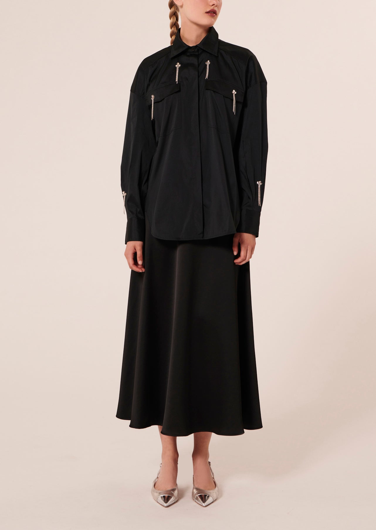 Chemise Cedric noire en taffetas Faume - seconde main