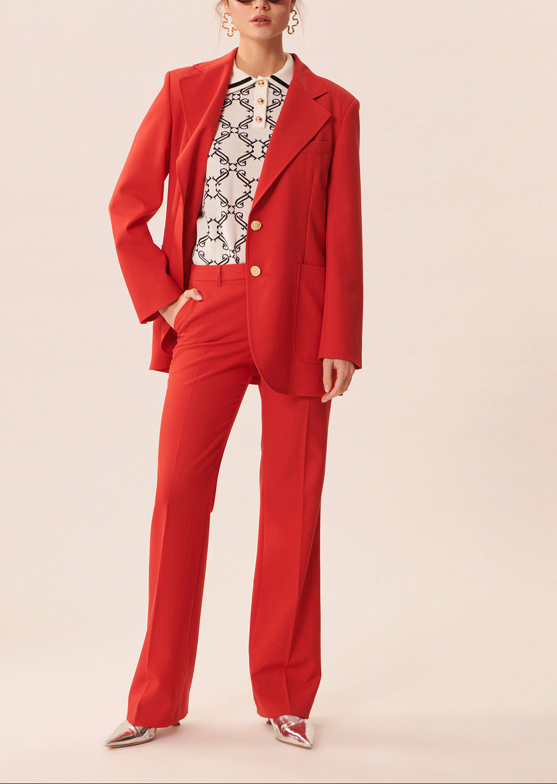 Pantalon Patti rouge en laine froide Faume - seconde main