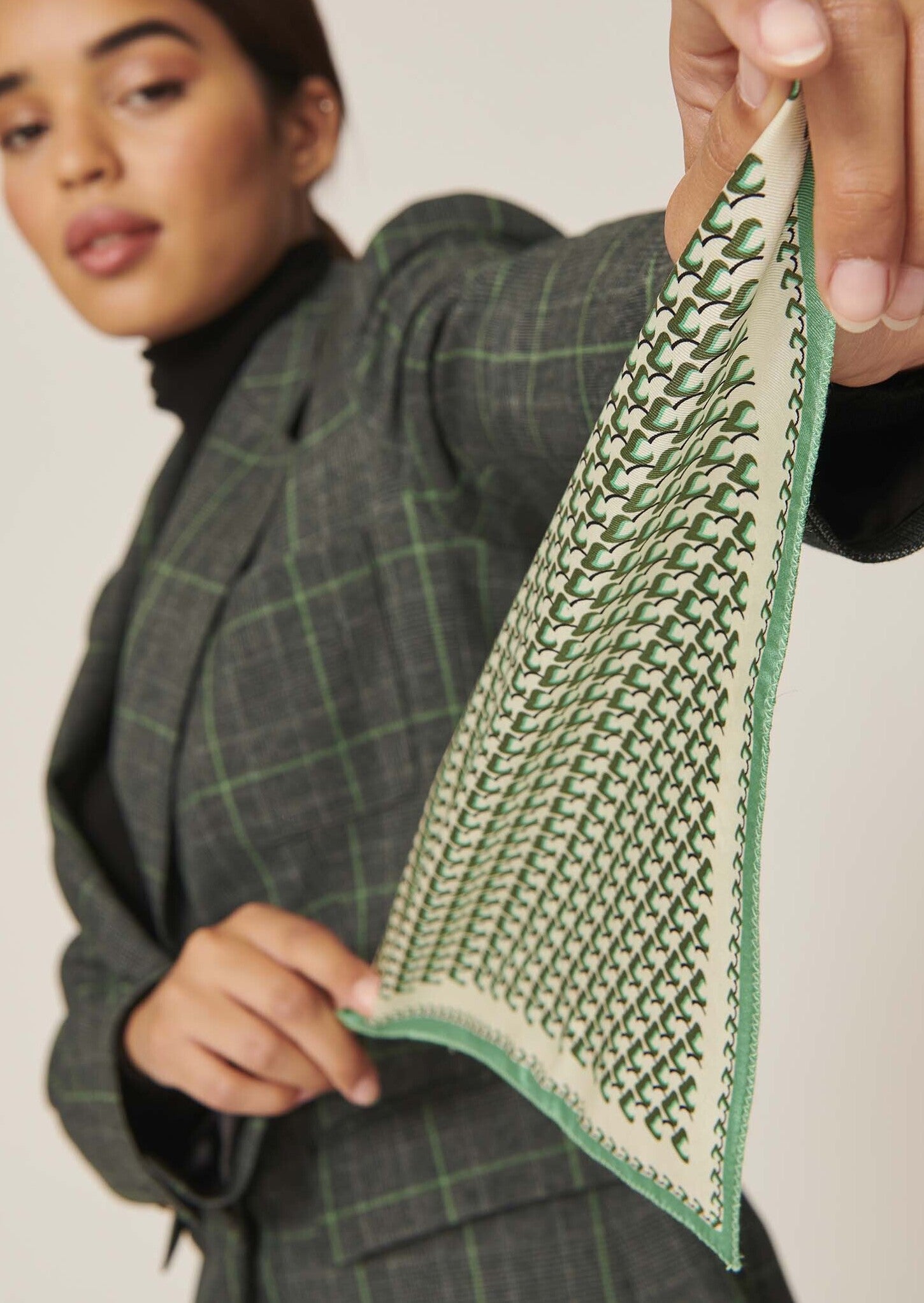 Veste Viva grise motif Prince de Galles vert Faume - seconde main