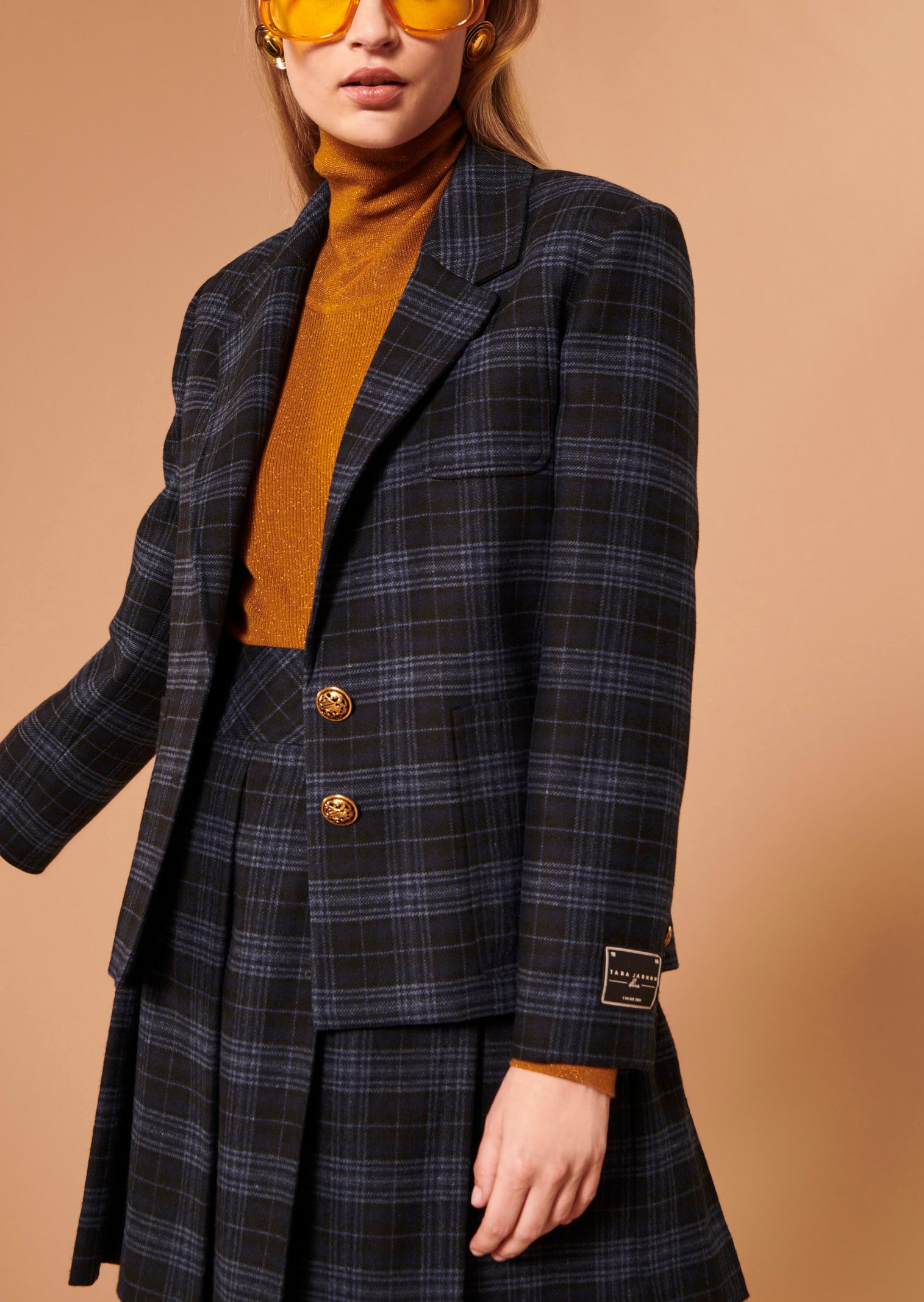 Veste Valy bleu nuit en tartan Faume - seconde main