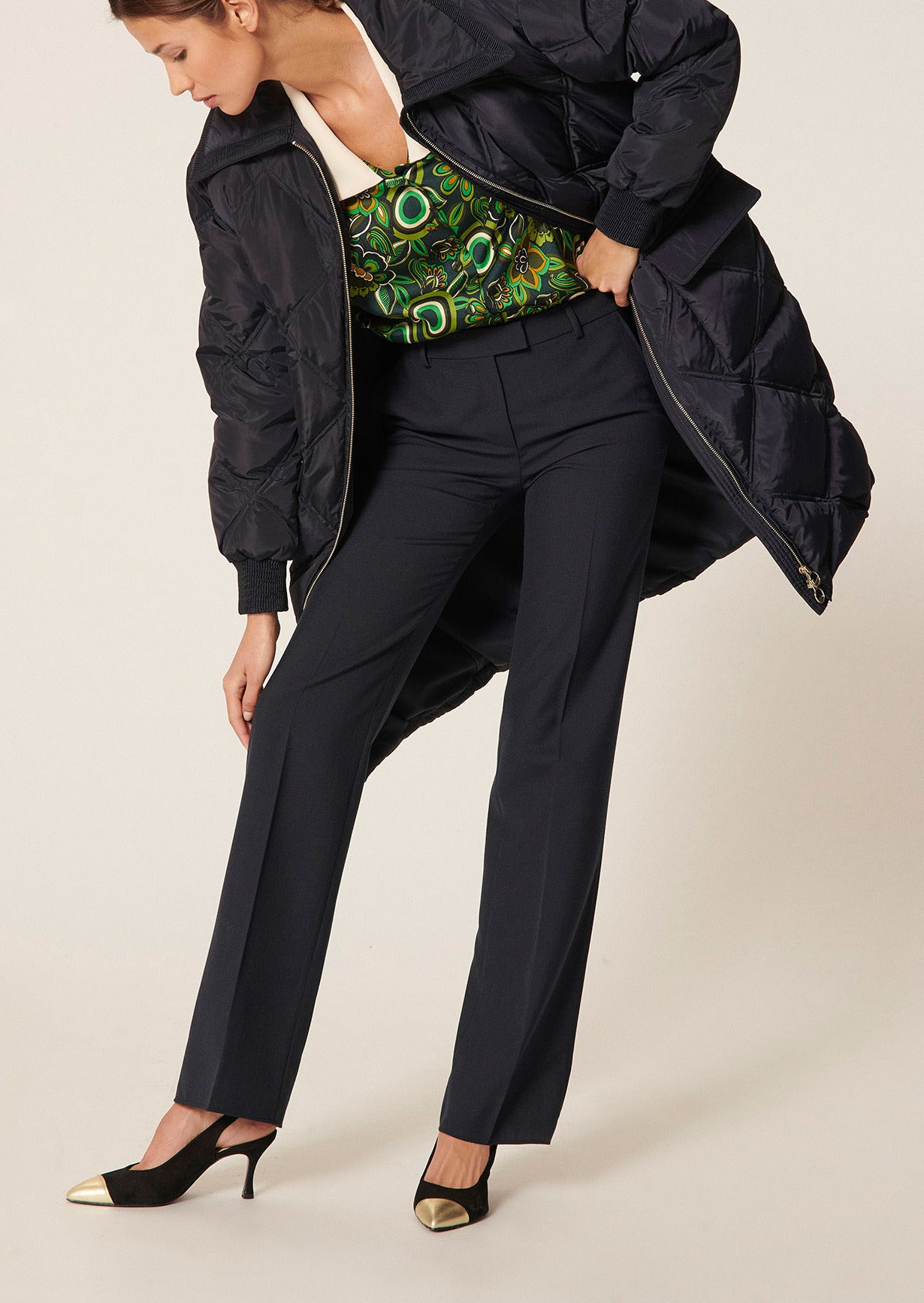 Doudoune longue Dominique bleu nuit matelassée Faume - seconde main