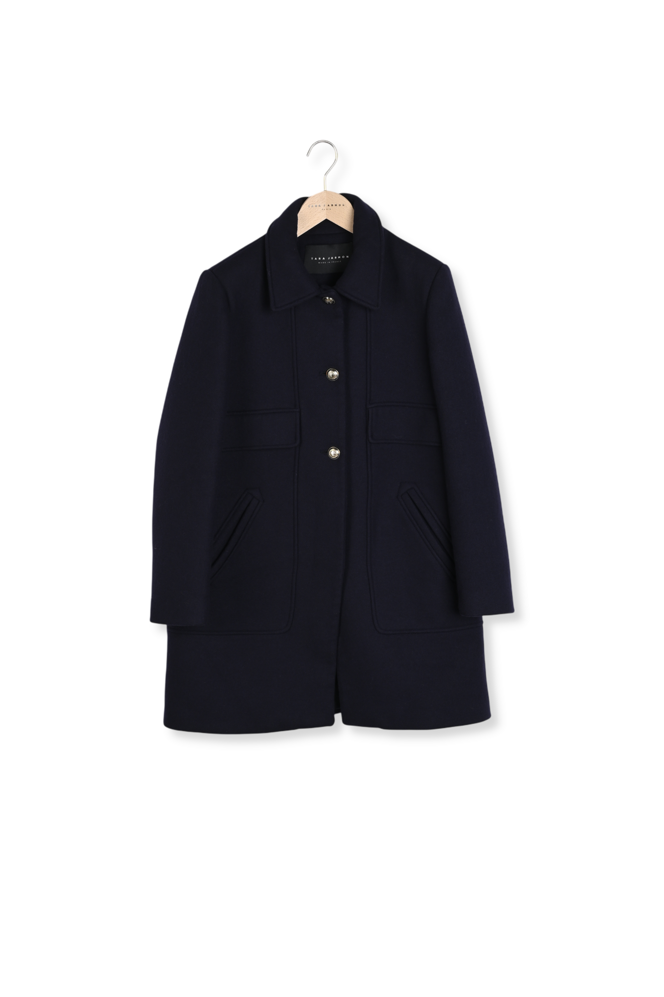 Manteau bleu nuit en drap caban Marley Faume - seconde main