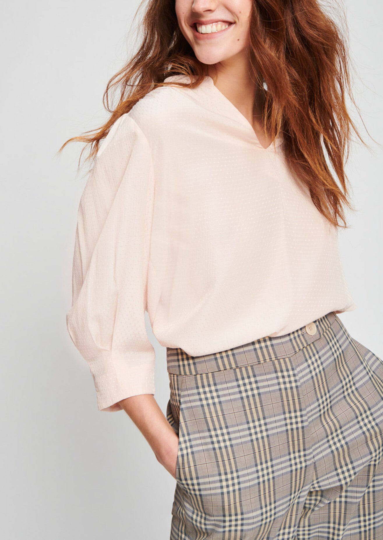 Pantalon camel en tartan Faume - seconde main