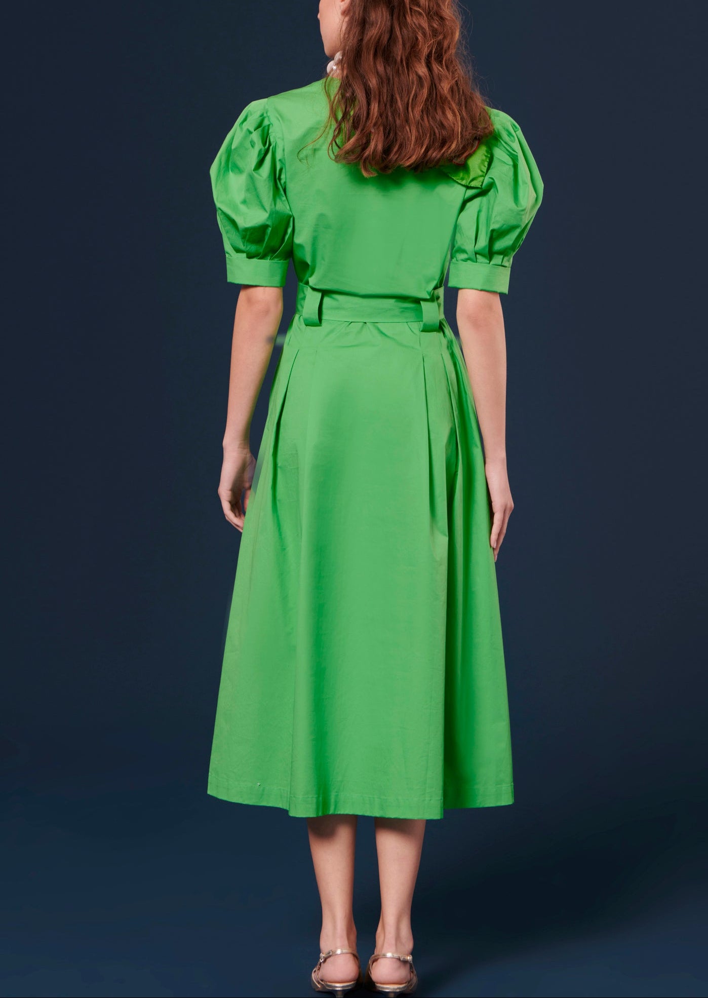 Robe Ranya verte en popeline Faume - seconde main