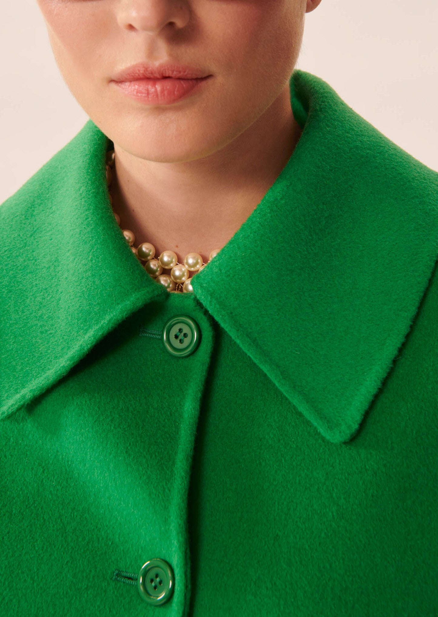 Manteau Madrid vert émeraude en laine double face Faume - seconde main