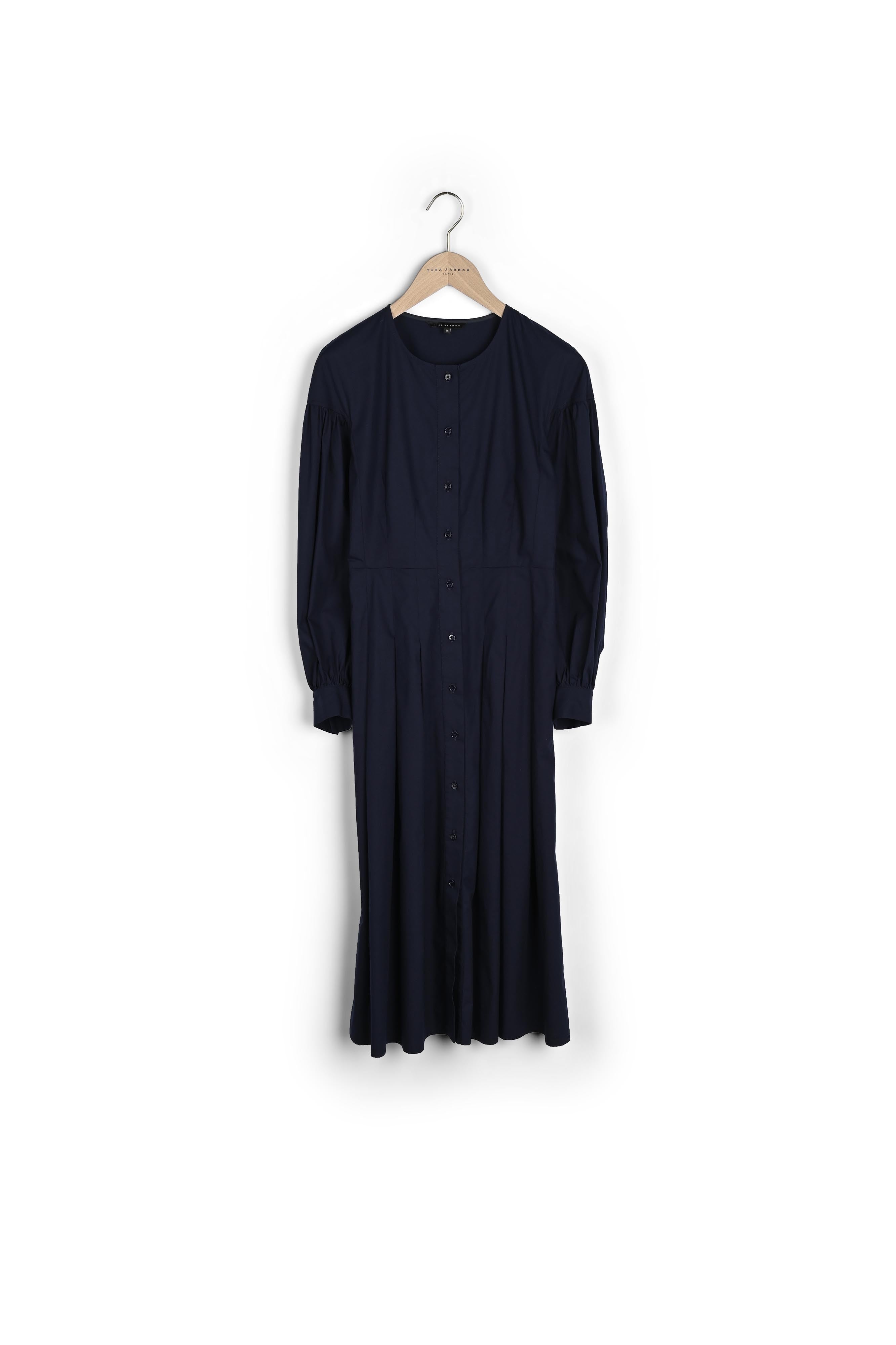 Robe chemise en popeline de coton bleu nuit Faume - seconde main