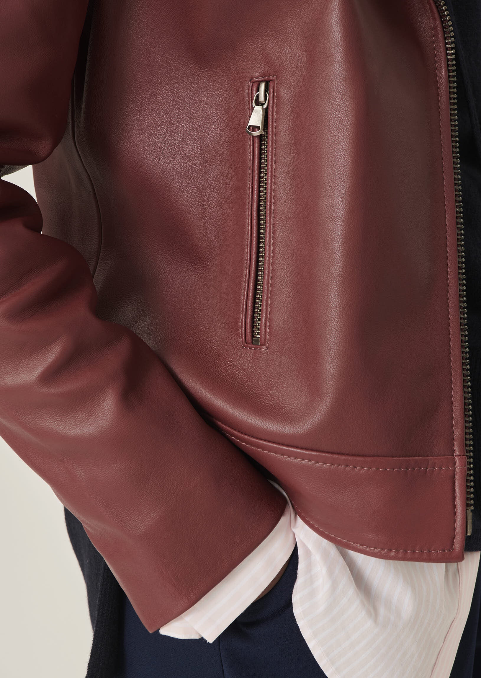 Veste Valensina bordeaux en cuir Faume - seconde main