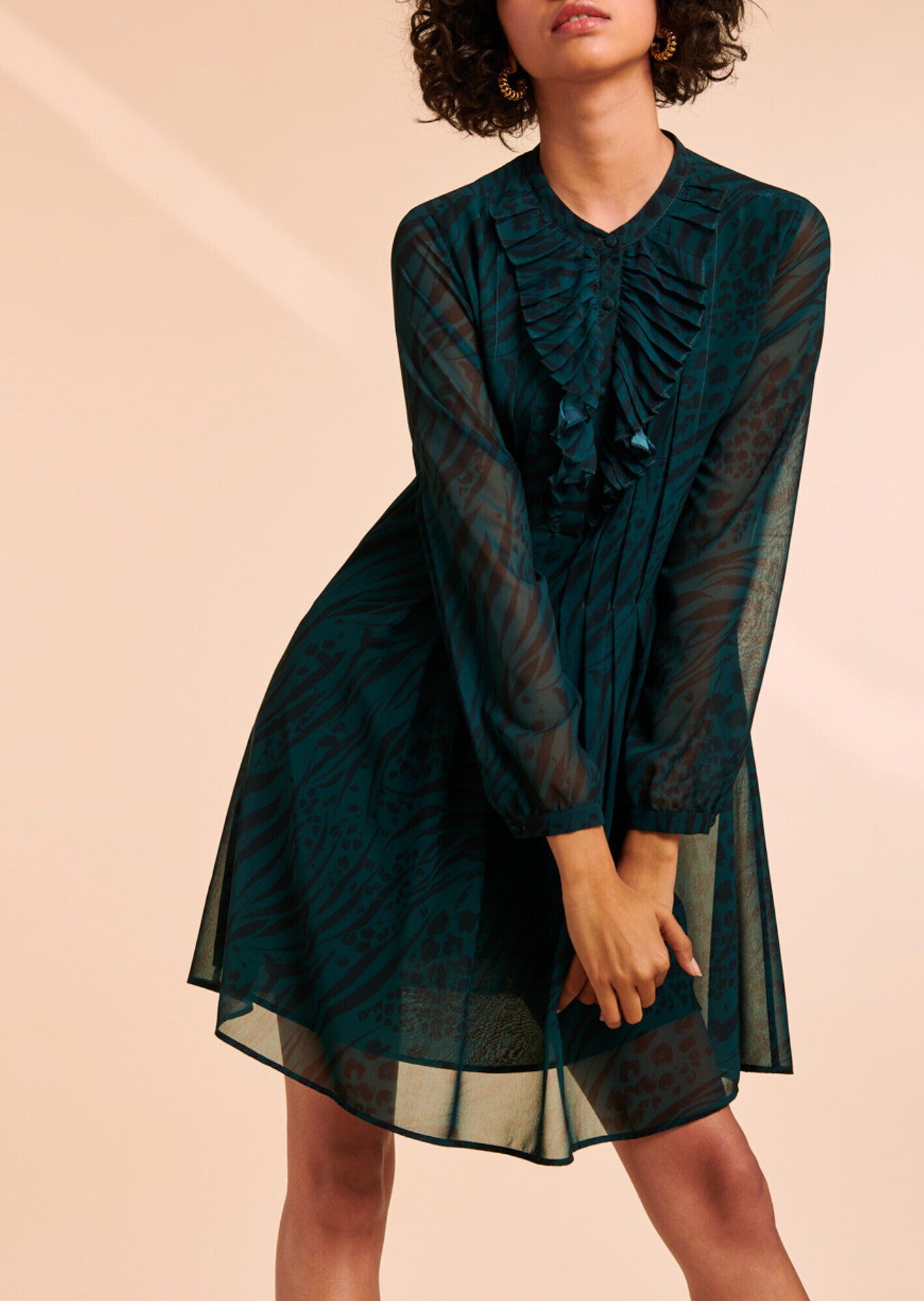 Robe Romelie vert sapin motif zèbre Faume - seconde main