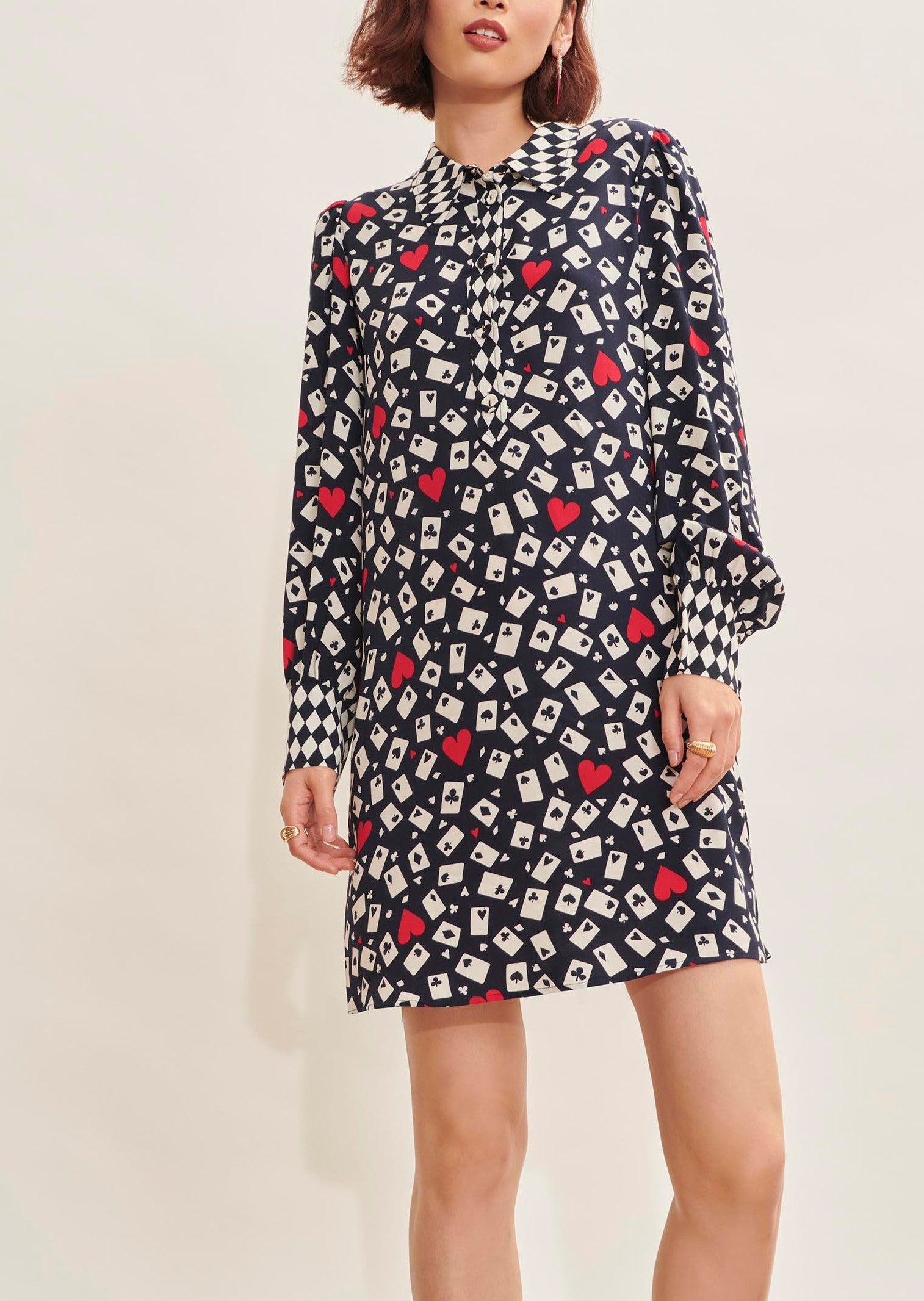 Robe chemise Rawane bleu nuit imprimé en crêpe Faume - seconde main