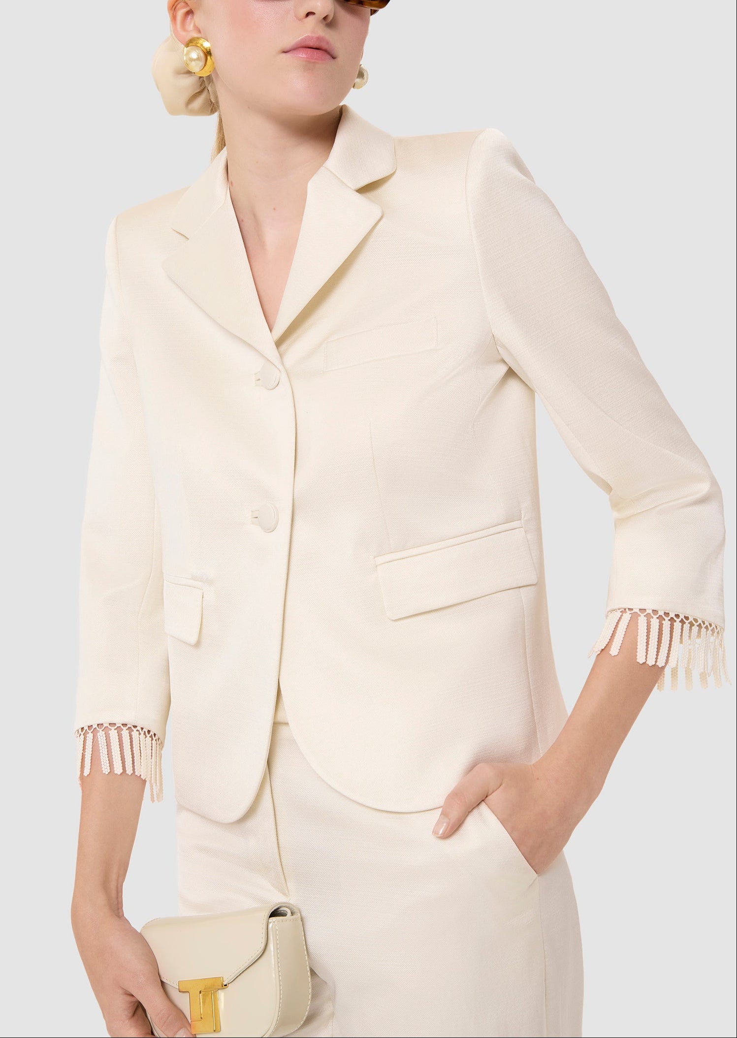 Veste écrue en lin satiné Valensole Faume - seconde main