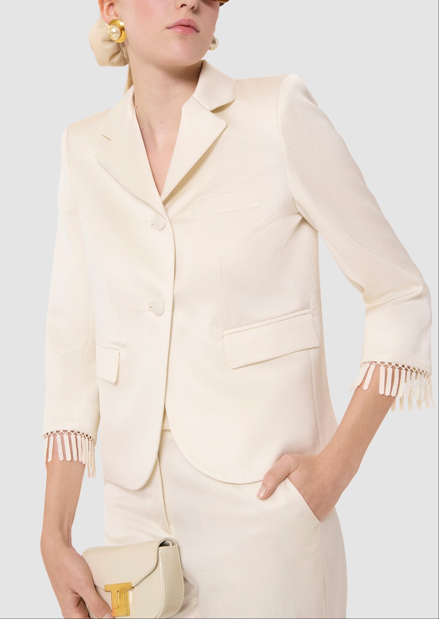 Veste écrue en lin satiné Valensole Faume - seconde main