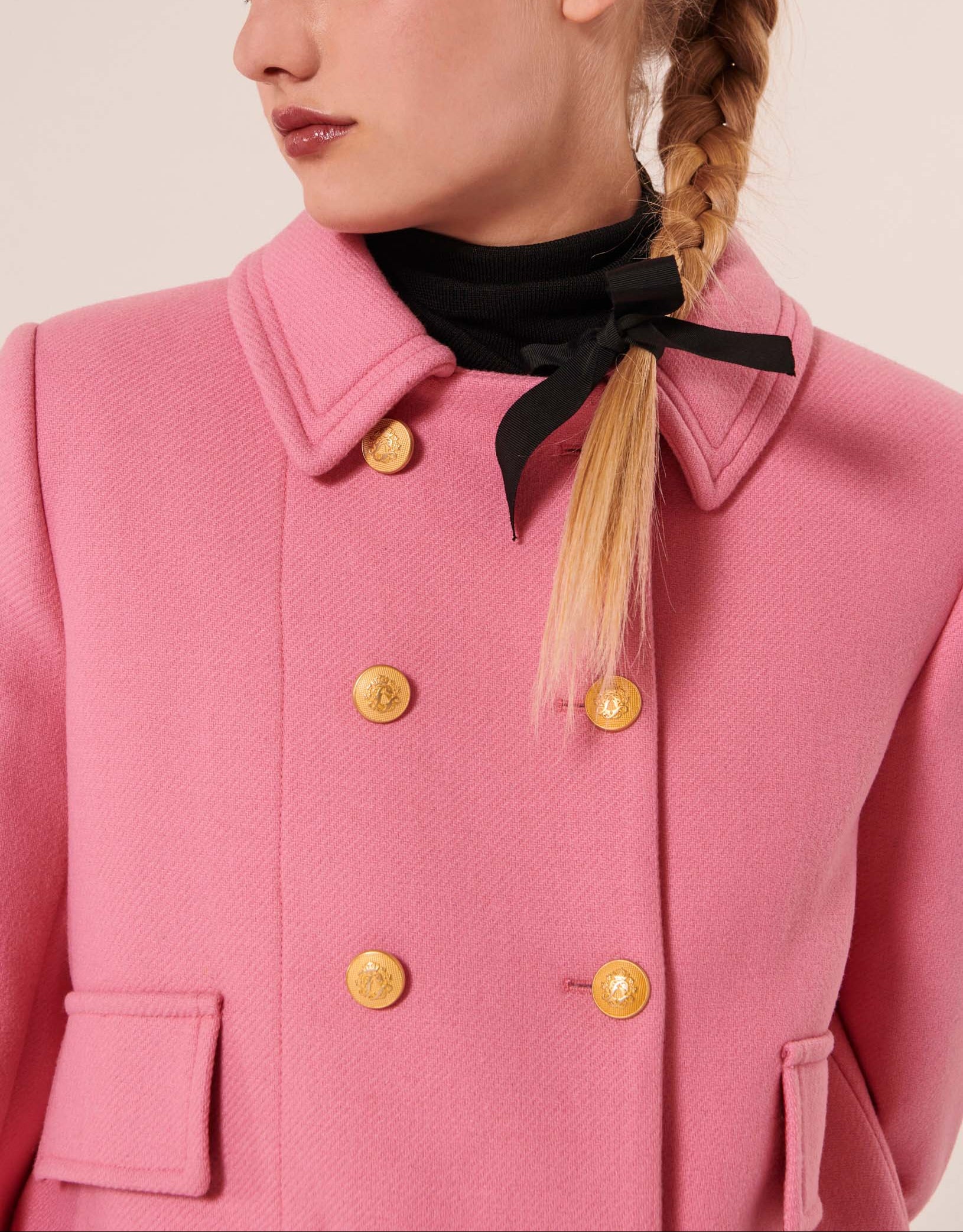 Manteau Marc rose en drap caban Faume - seconde main