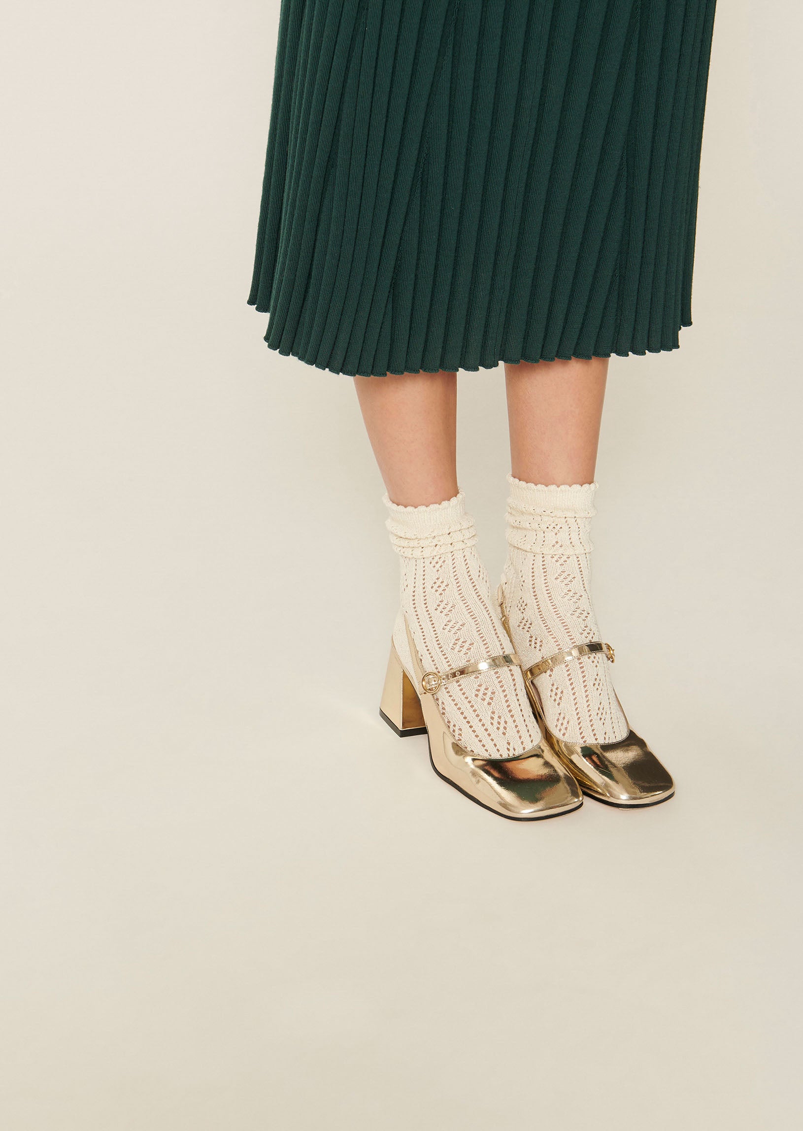 Robe Ryoka verte en laine merinos Faume - seconde main