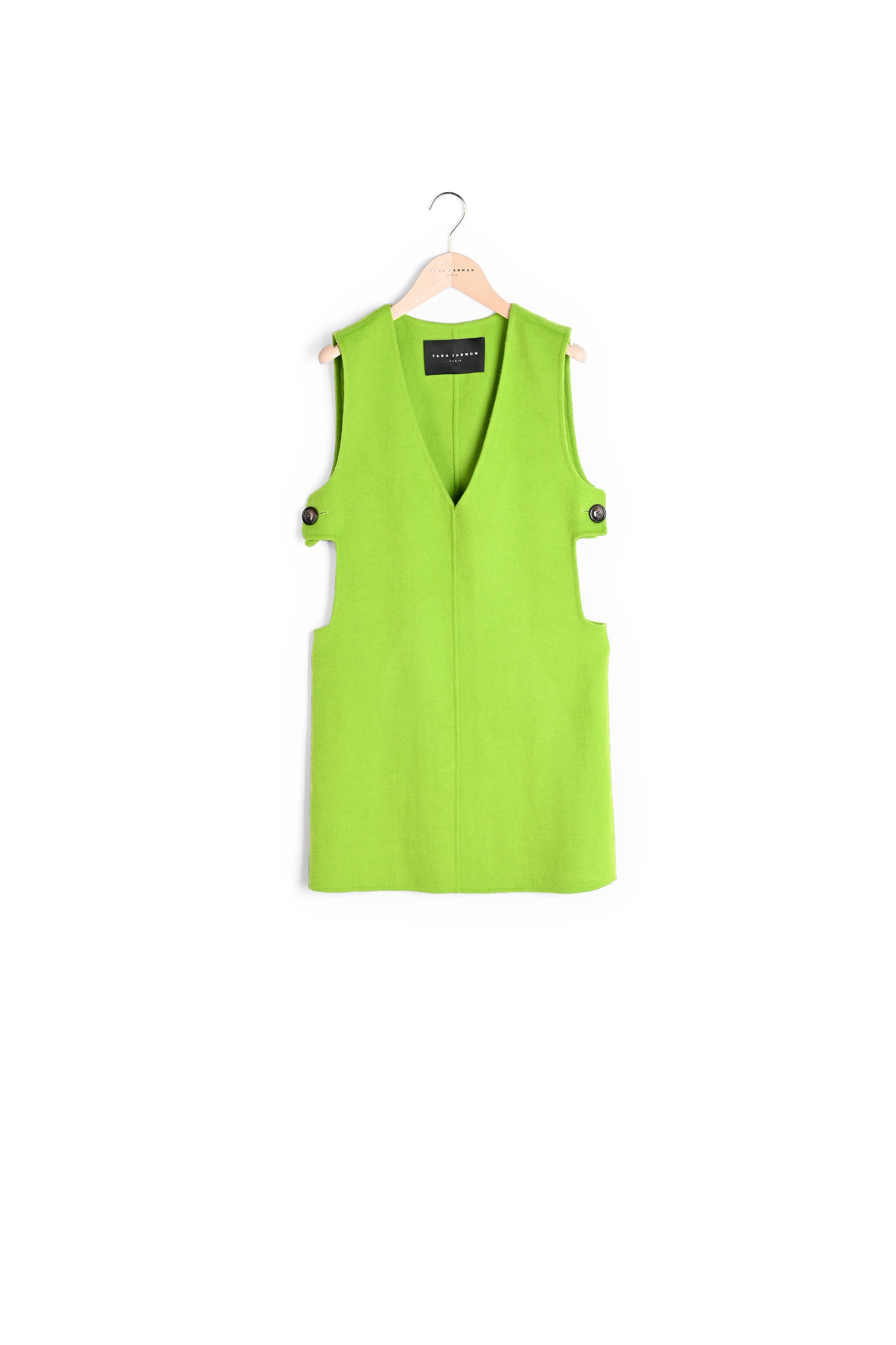 Robe Roma verte en laine double face Faume - seconde main